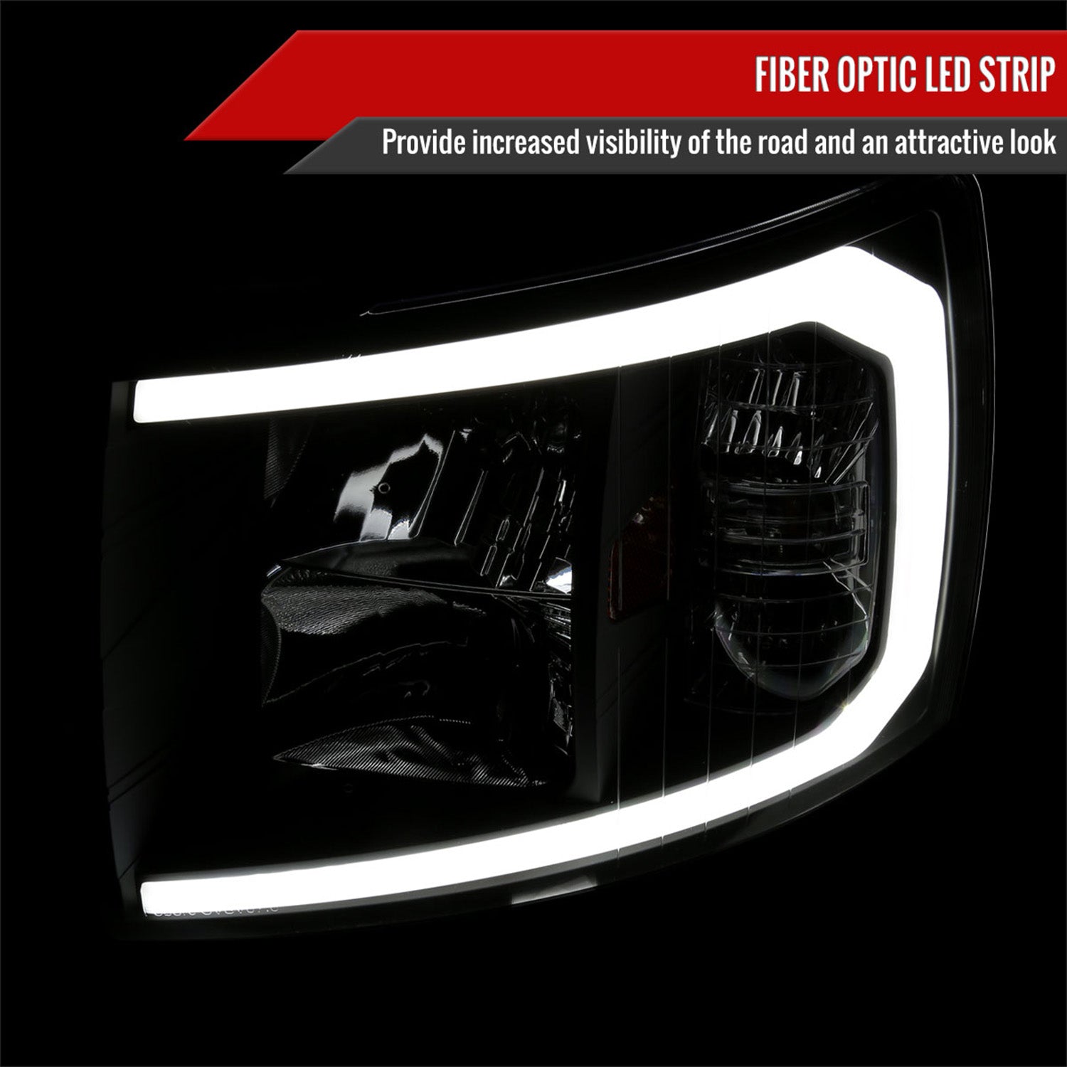 2007-2013 Chevy Silverado 1500 2500HD 3500HD LED Headlights Amber & Black