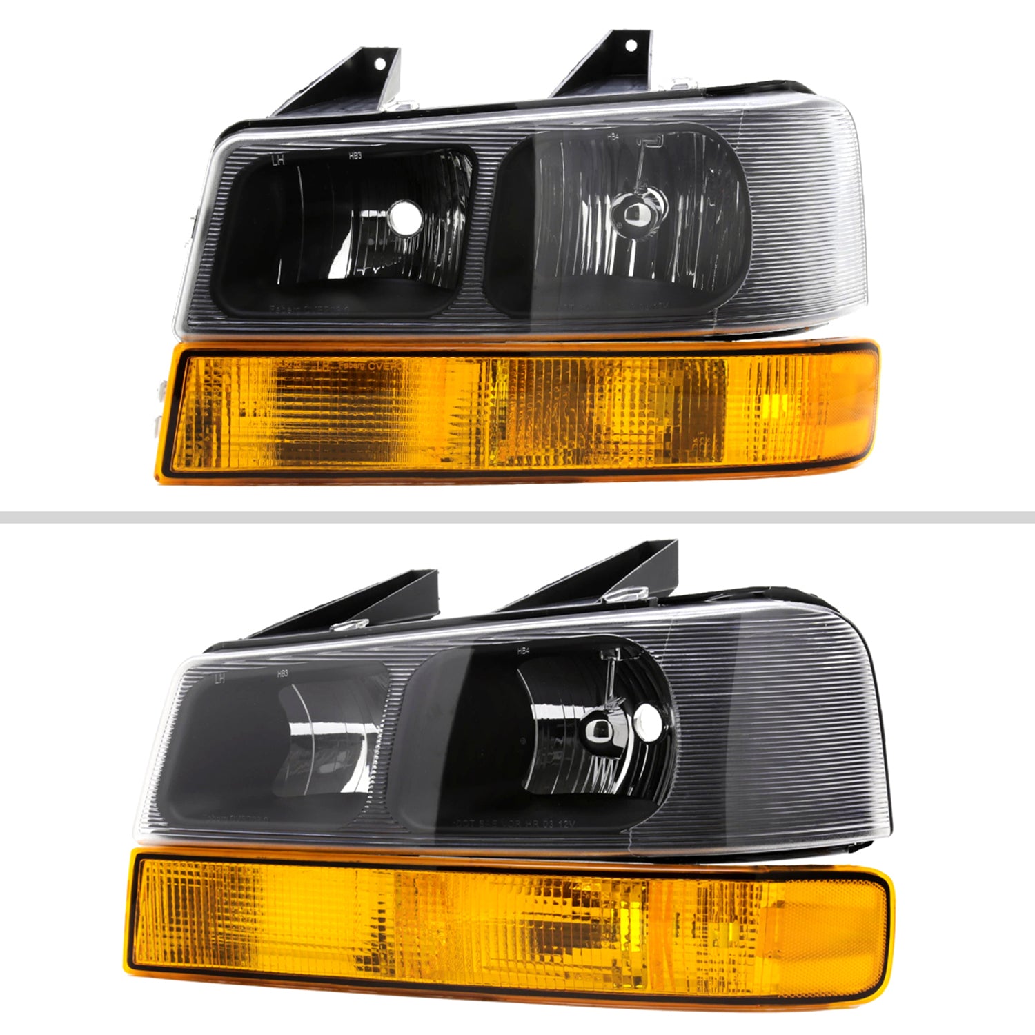 2003-2023 Chevy Express/GMC Savana Factory Headlights Amber Bumper Lamp Black