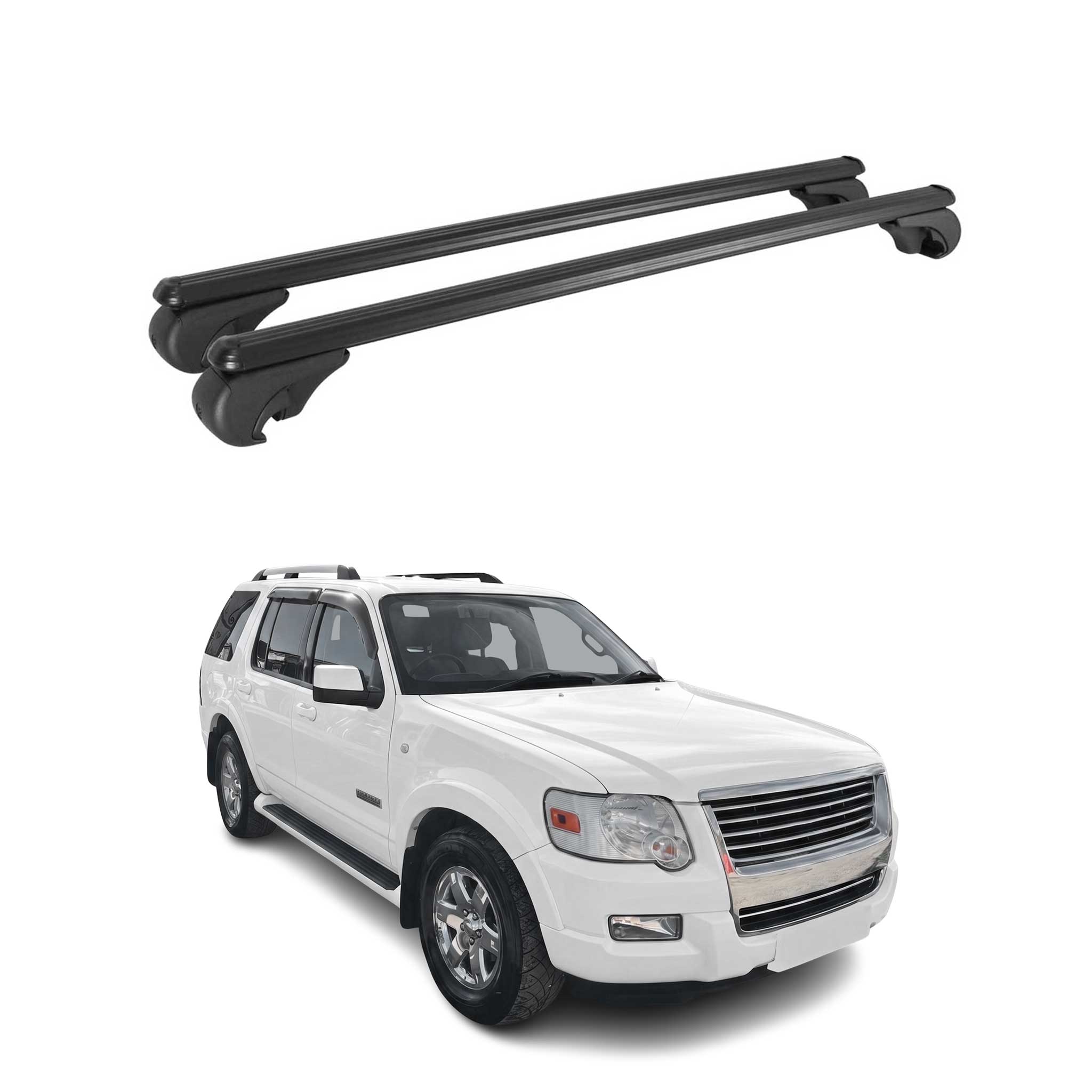 Lockable Roof Racks Cross Bars Carrier for Ford Explorer 2006-2010 TÜV Black 2x