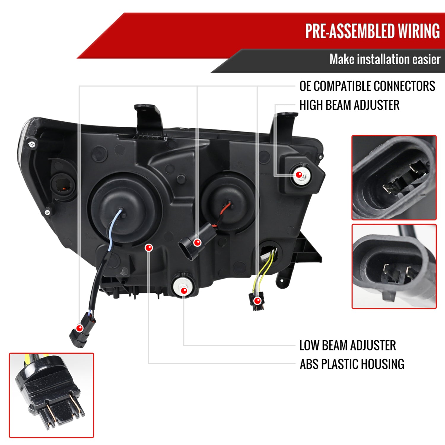 2007-2013 Toyota Tundra/ 08-2017 Sequoia LED CBar Projector Headlights Black