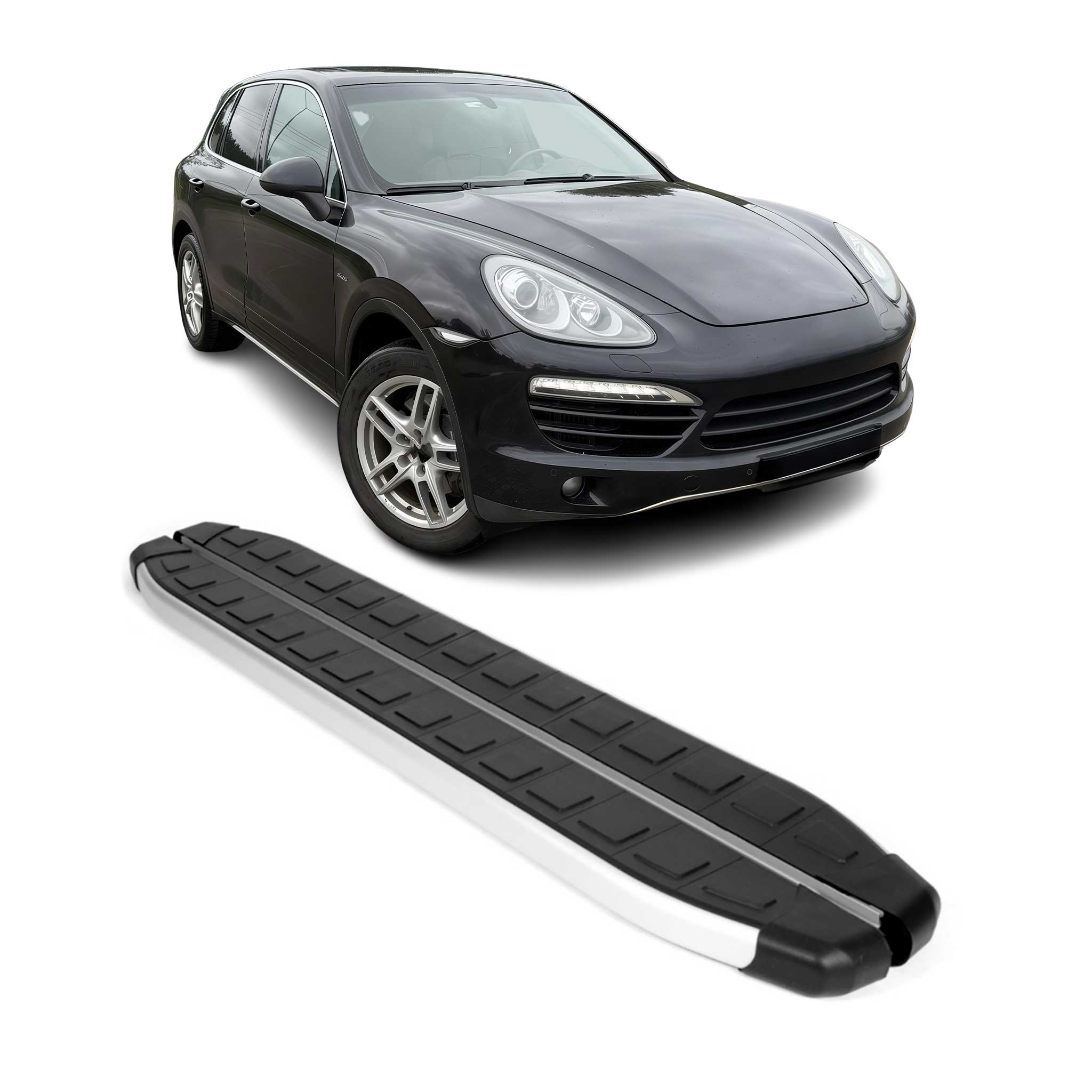 2011-2018 Porsche Cayenne Running Boards Side Steps Silver & Black