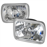 Universal 7"x6" H4 Crystal Headlights Chrome Housing/Glass Lens