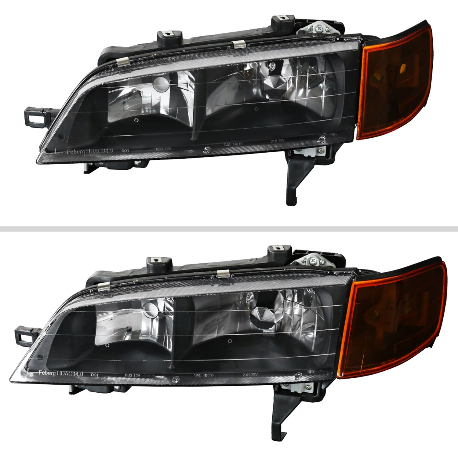 1994-1997 Honda Accord Factory Headlights & Amber Corner Lights Matt Black