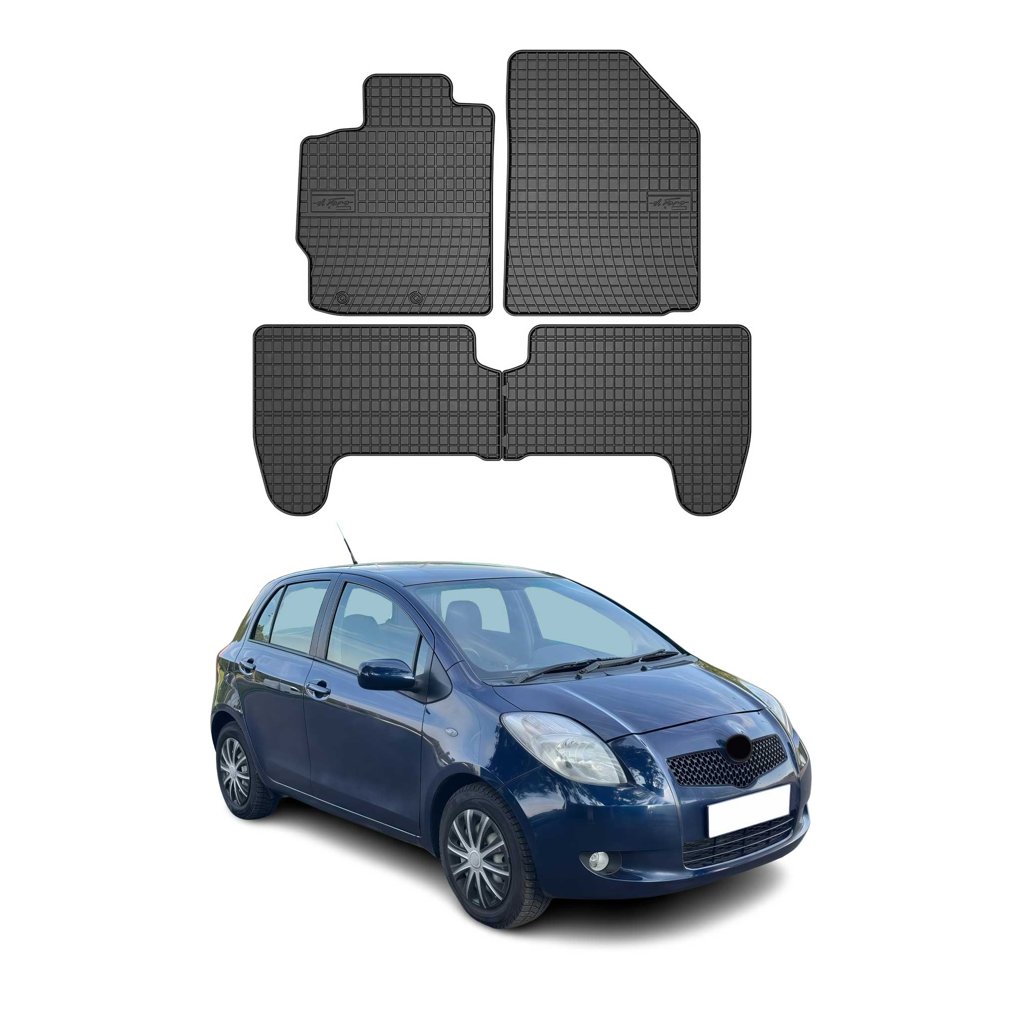 2007-2012 Toyota Yaris Floor Mats Liners Full Set All Weather Rubber Black