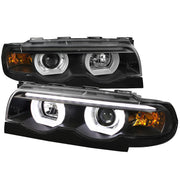 1995-2001 BMW E38 7 Series LED Bar Dual Halo Projector Headlights Matt Black