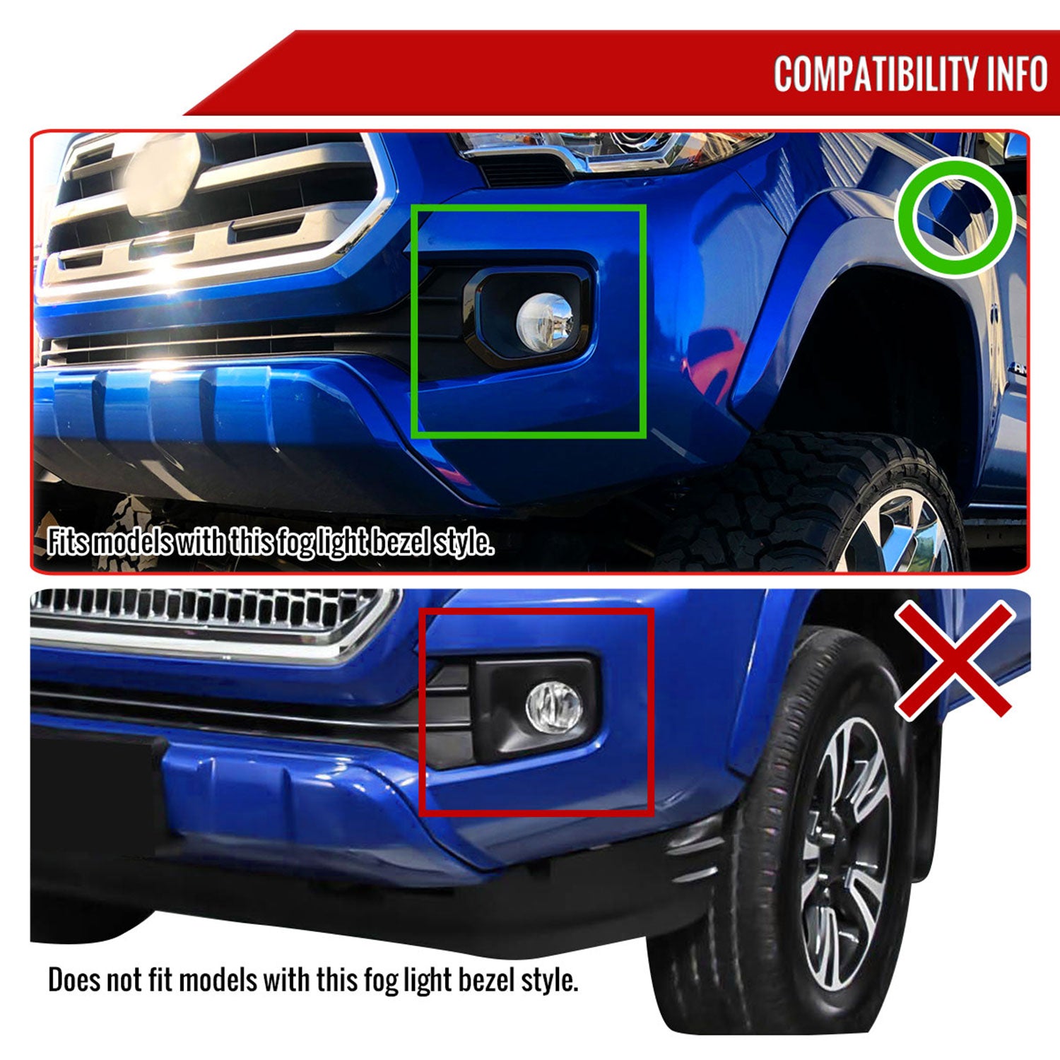 2016-2022 Toyota Tacoma H16 Fog Lights Kit Chrome Housing/Clear Lens