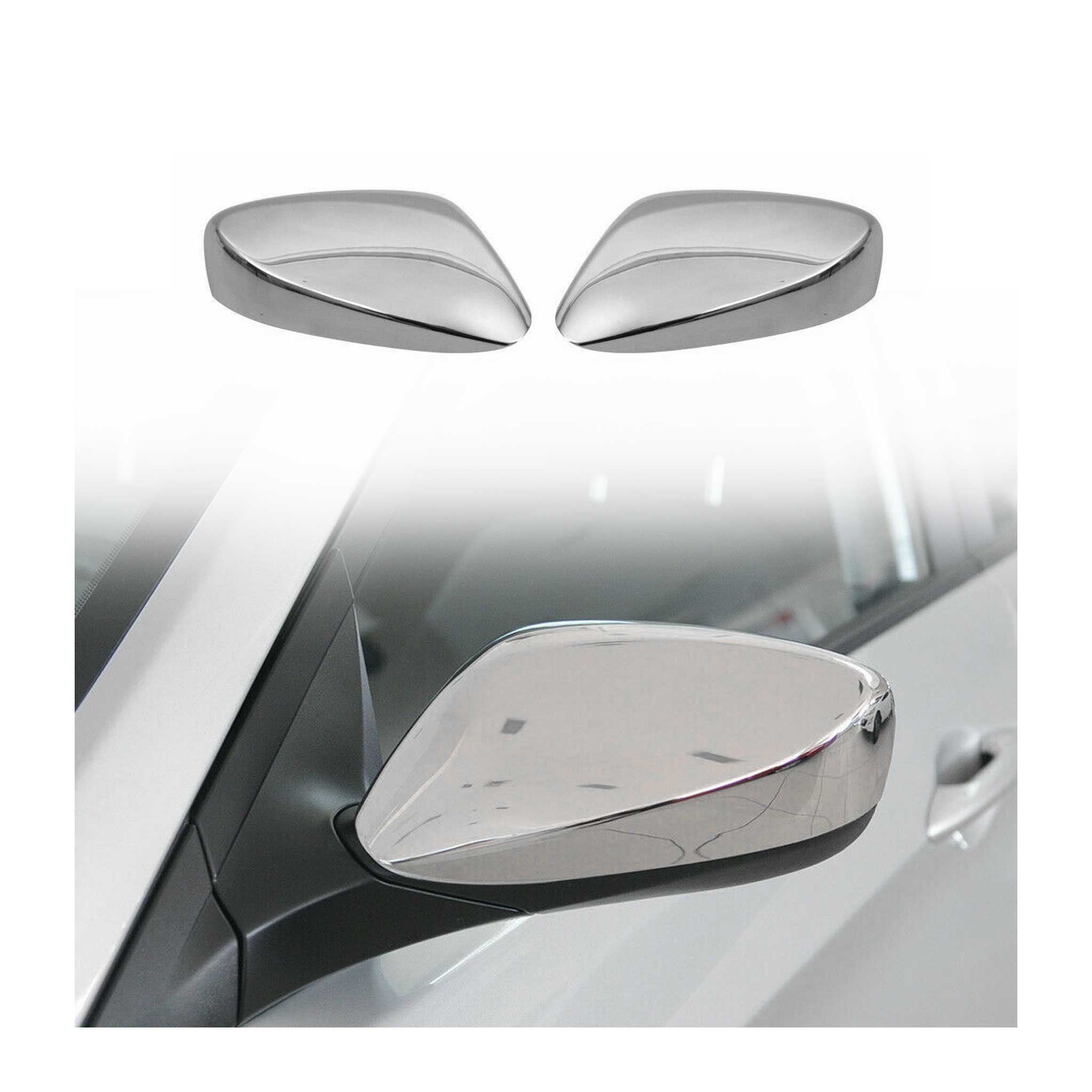 2012-2017 Hyundai Accent Sedan Side Mirror Cover Caps Stainless Steel Silver 2 Pcs