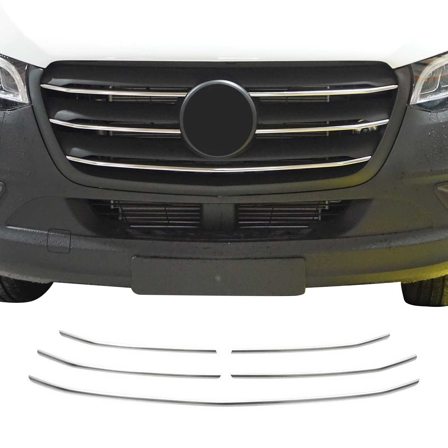 2019-2025 Mercedes Sprinter W907 910 Front Bumper Grill Trim Brushed Stainless Steel
