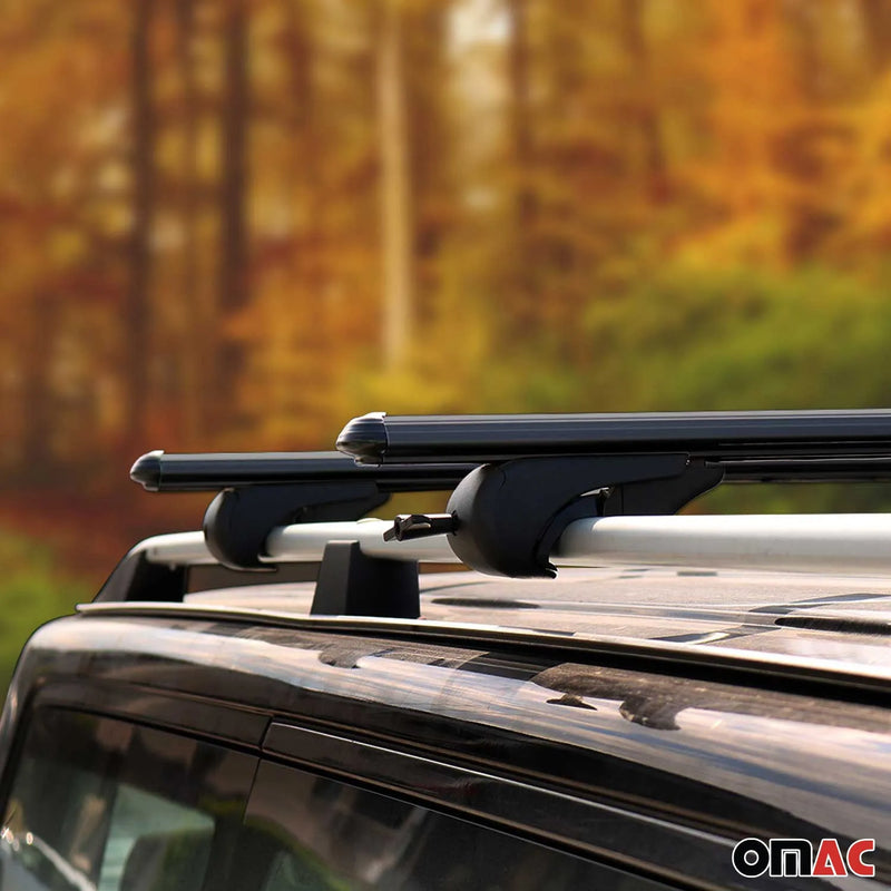 Bike Carrier Roof Rail Rack Cross Bars Luggage 54" Black Aluminum Set