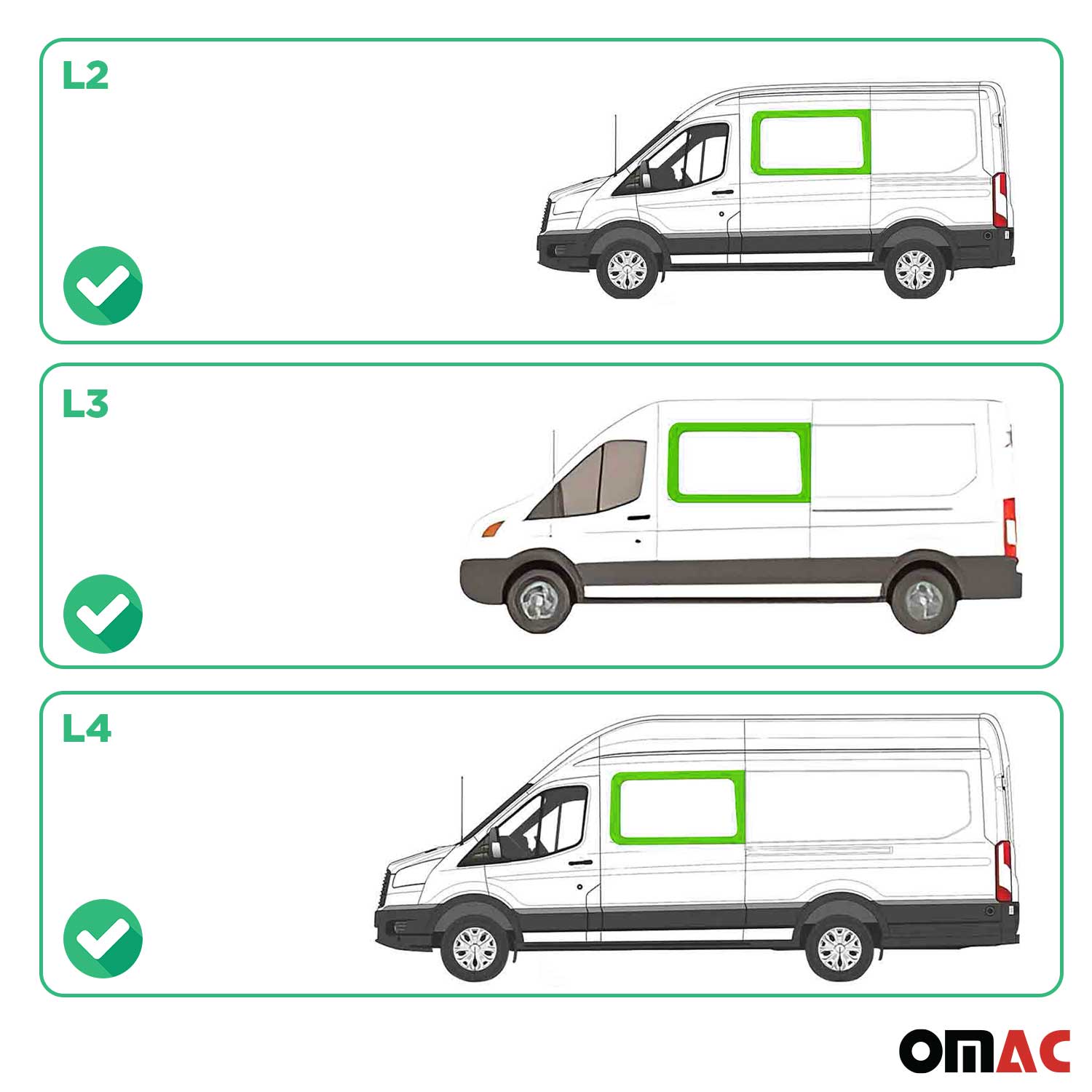 2015-2025 Ford Transit Window Glass Mid-High Roof Front Left Side L2 L3 L4