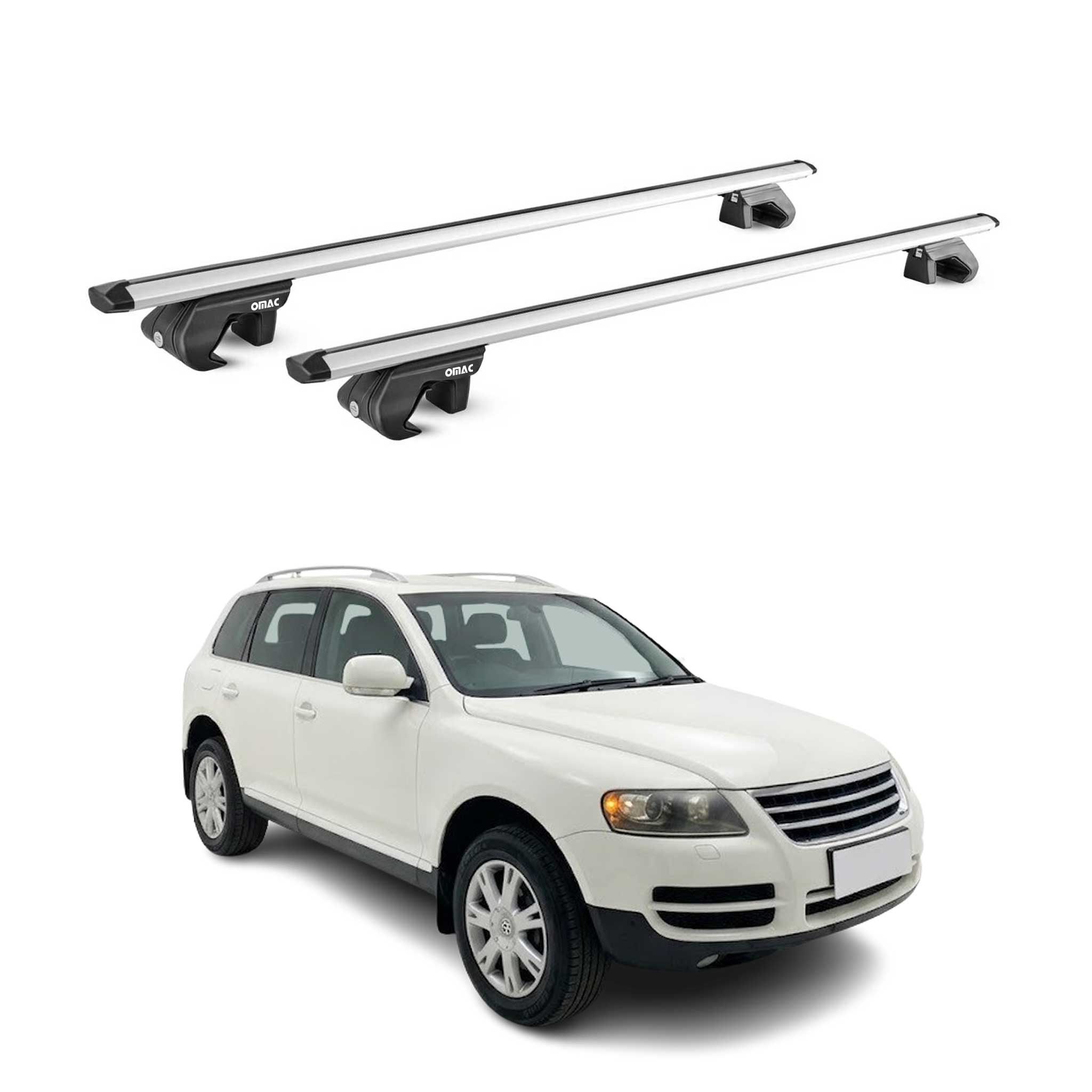 Roof Rack Cross Bars Carrier for Volkswagen Touareg 1.gen 2004-2010 Alu Grey 2x