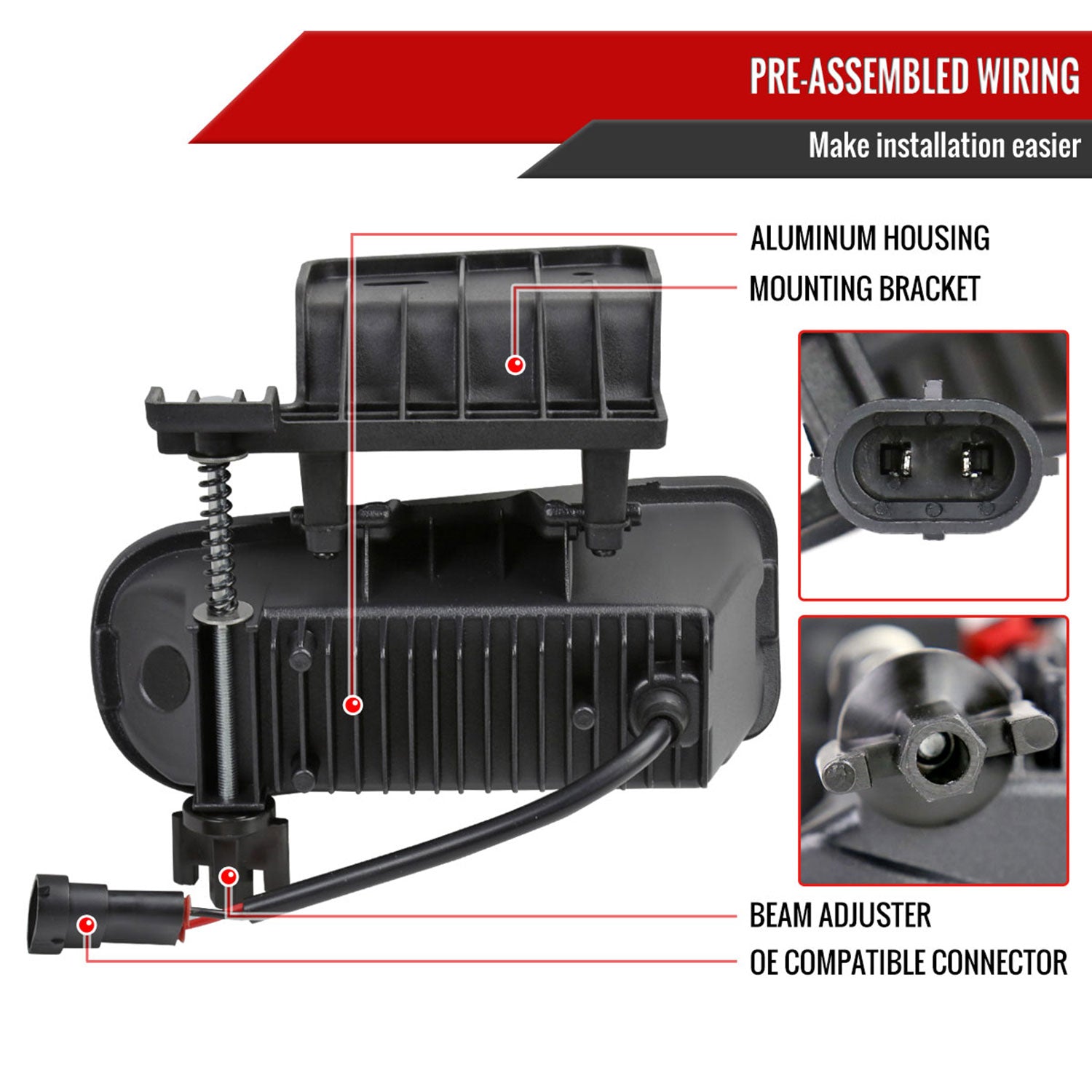 1999-2002 Chevy Silverado 1500/2500/3500 LED Fog Lights kit Glossy Black