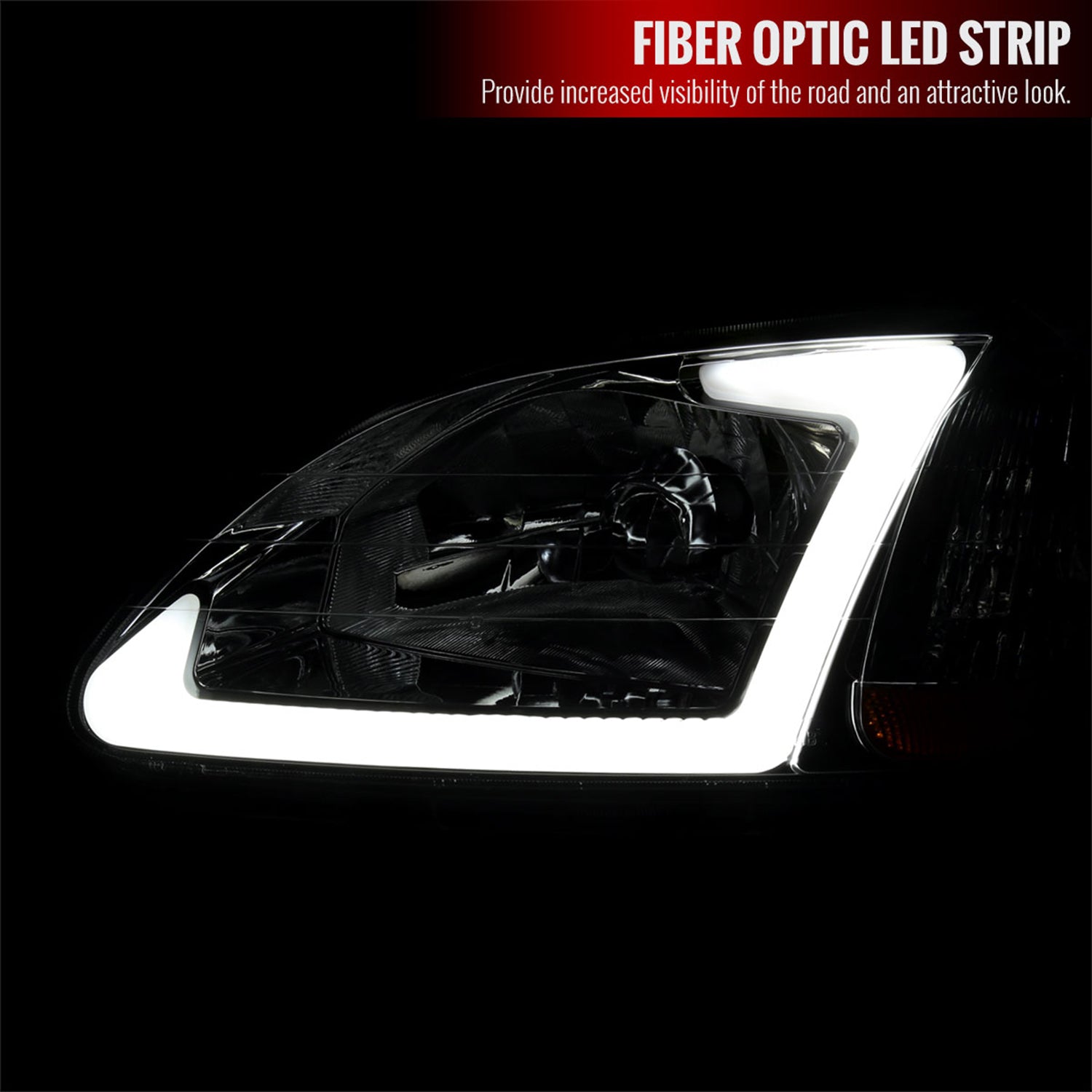 1996-1998 Honda Civic Coupe/Sedan LED Bar Factory Headlights Chrome/Clear