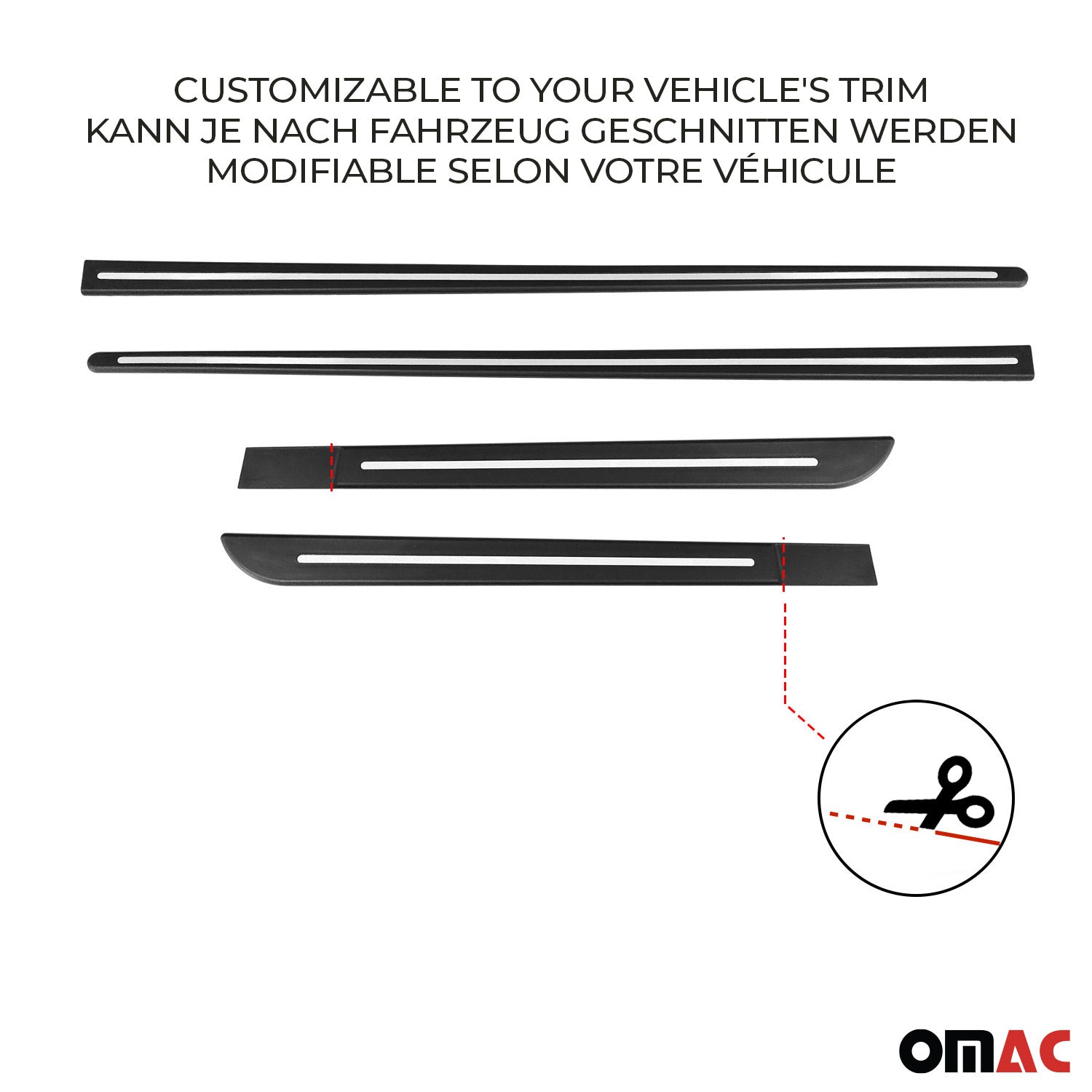 Porsche Side Door Molding Trim Skirt Garnish Stainless Steel Silver 4 Pcs