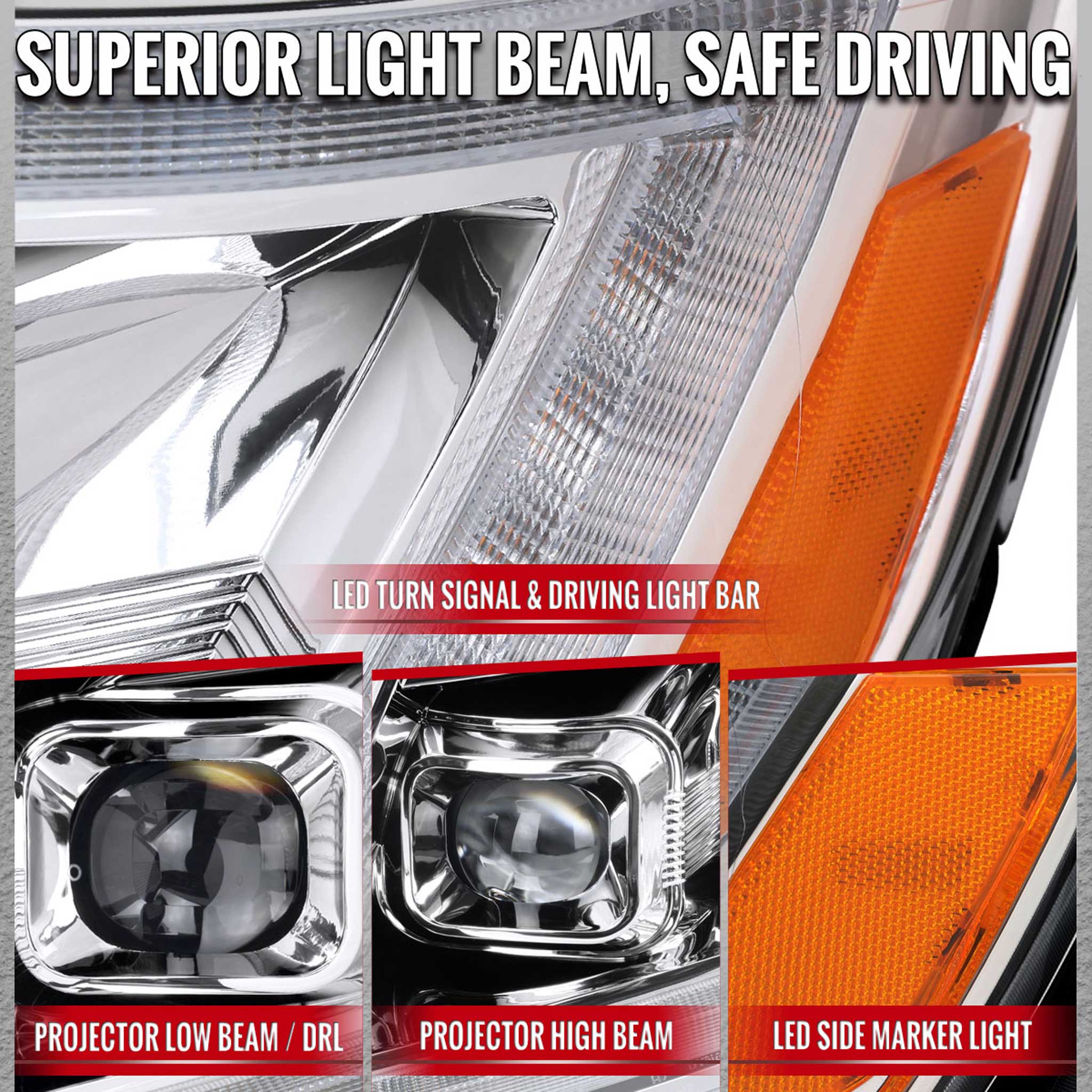 For Chevrolet Colorado 2015-2022 Headlights LED DRL Light Strip Turn Signal Side Marker Chrome Housing Clear Lens