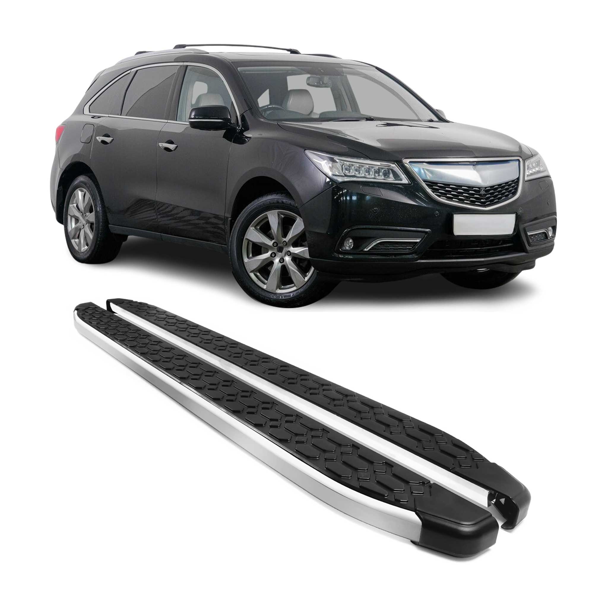 2014-2020 Acura MDX Running Boards Side Steps Silver & Black