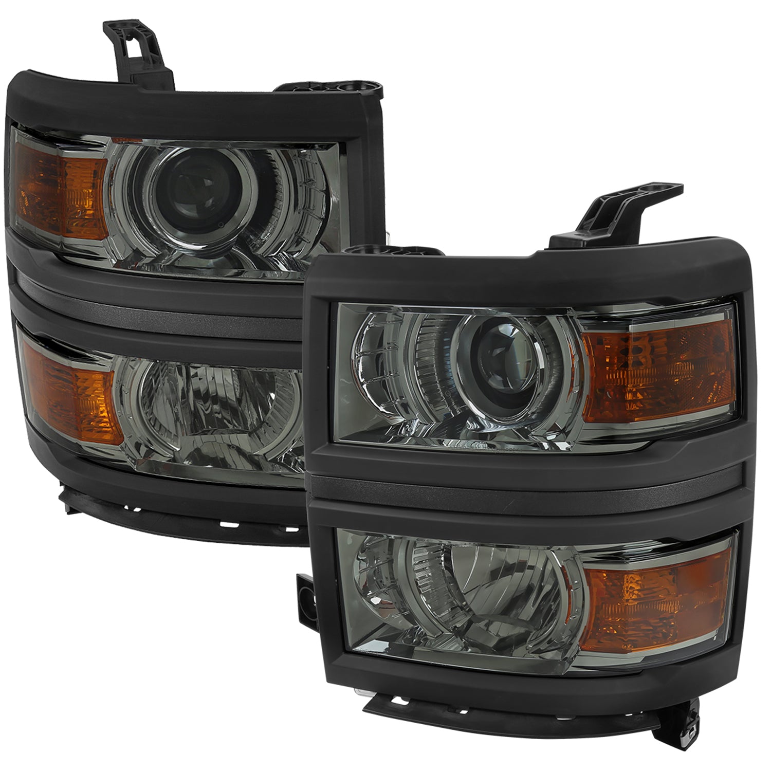 2014-2015 Chevy Silverado 1500 Projector Headlights Trim Black/Light Smoke