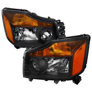 2004-2015 Nissan Titan/ 04-2007 Armada Factory Headlights Amber Reflectors Black
