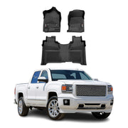 2015-2019 Chevrolet Silverado 1500 CrewCab 2014-2018 / 2500HD 3500HD CrewCab Premium Floor Mats Liners First and Second Row Set