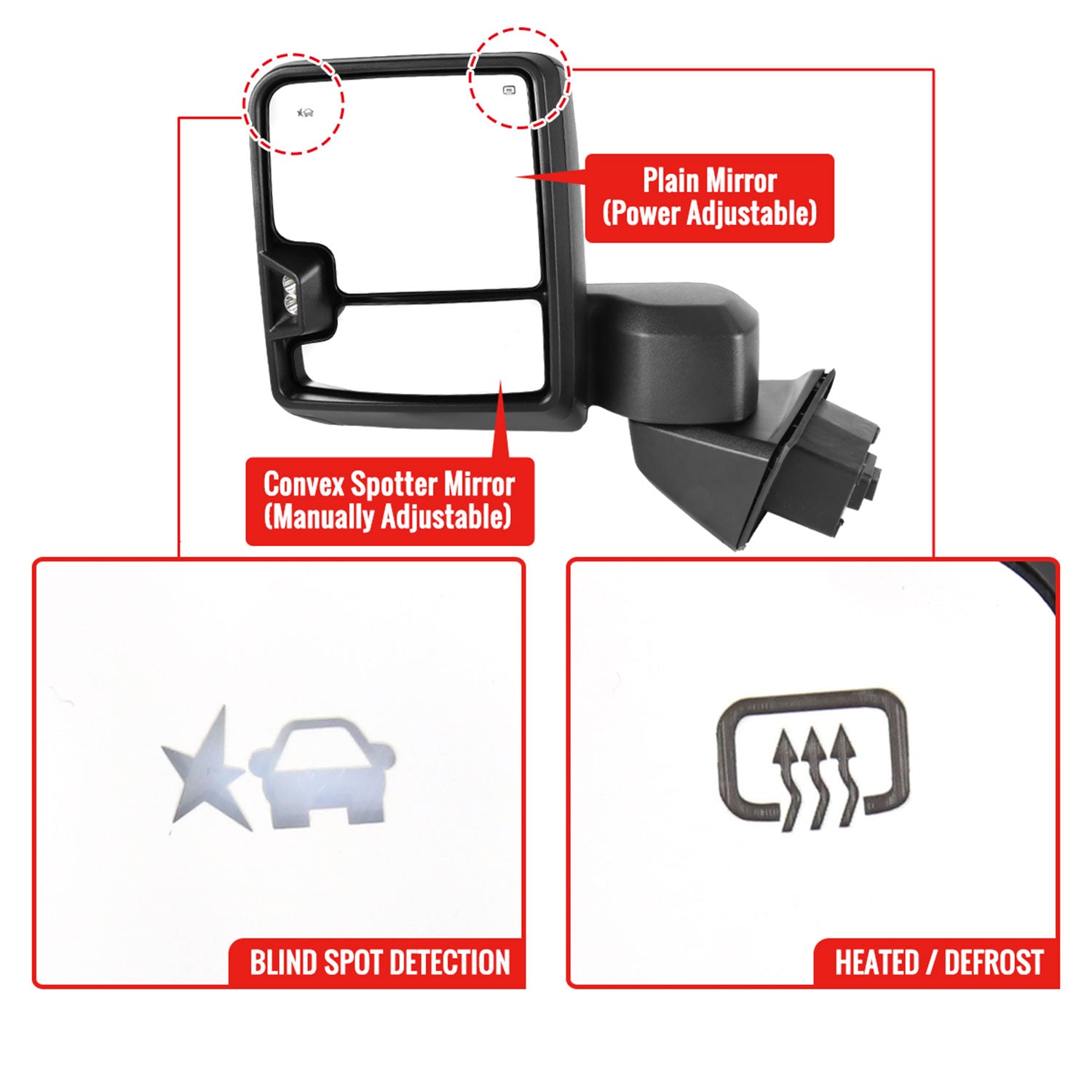 2019-2022 GMC Sierra 1500 Heated Black Towing Mirrors Smoke &Clearance Lights