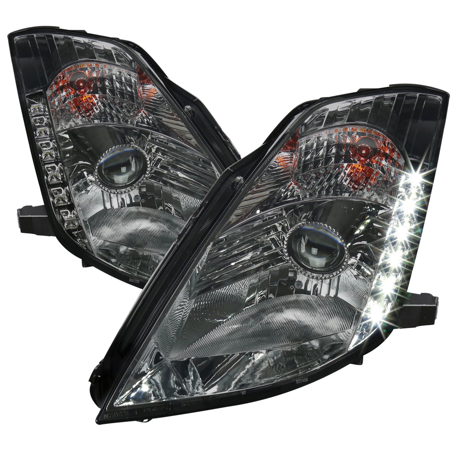 2003-2005 Nissan 350Z Projector Headlights w/ SMD LED Light Strip Chrome/Smoke