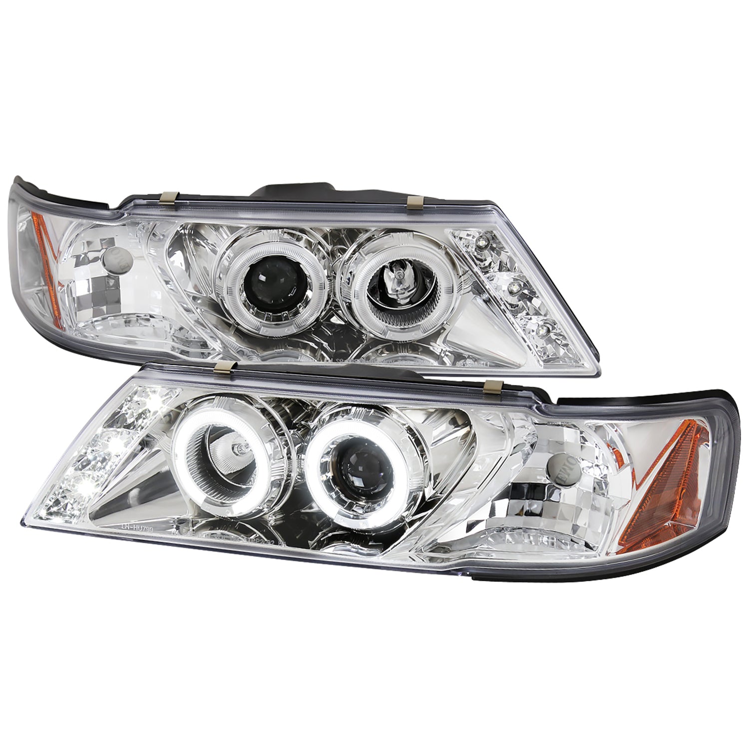 1995-1999 Nissan Sentra/200SX Dual Halo Projector Headlights Chrome/Clear Lens