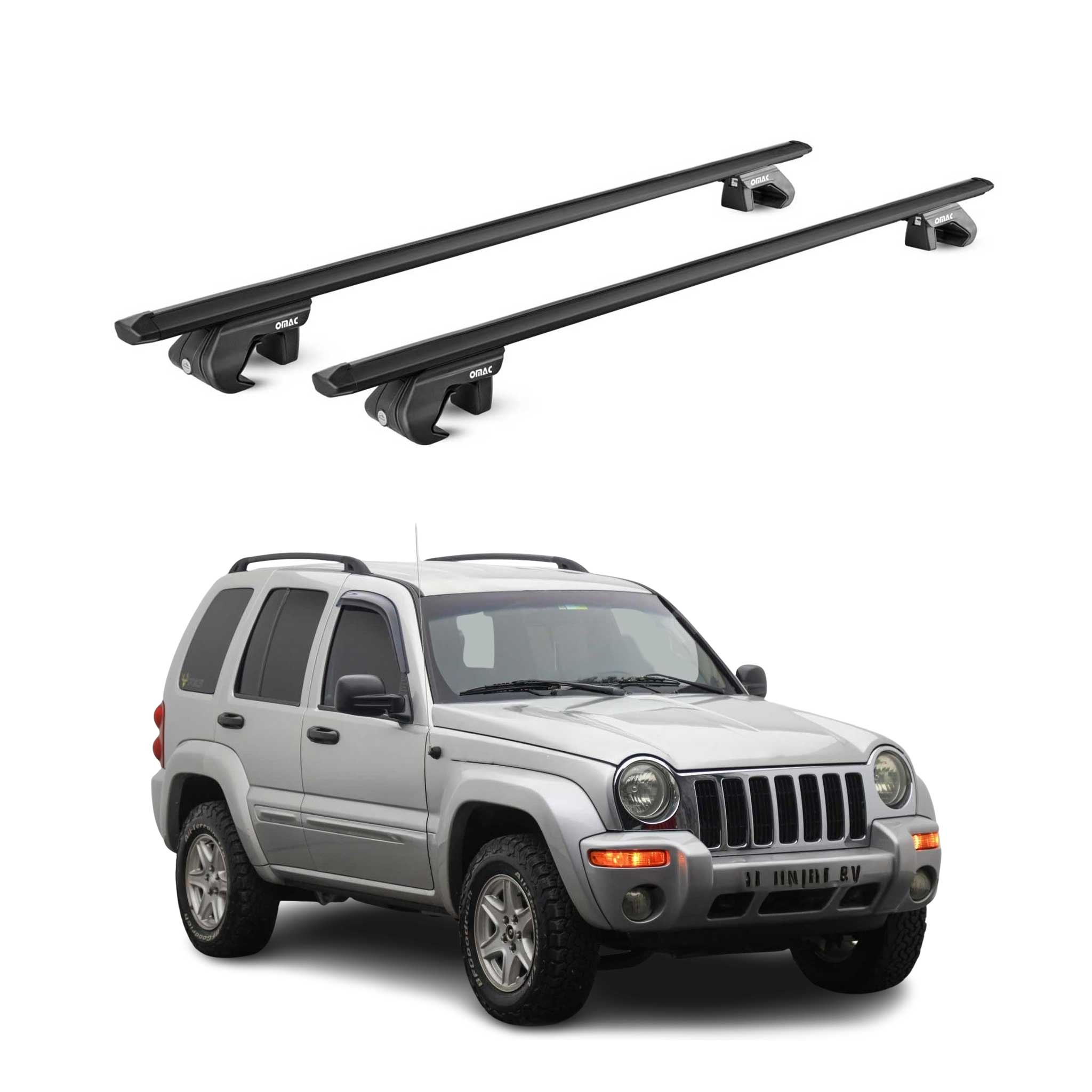 2002-2013 Jeep Cherokee Kj KK Roof Rack Cross Bars Black