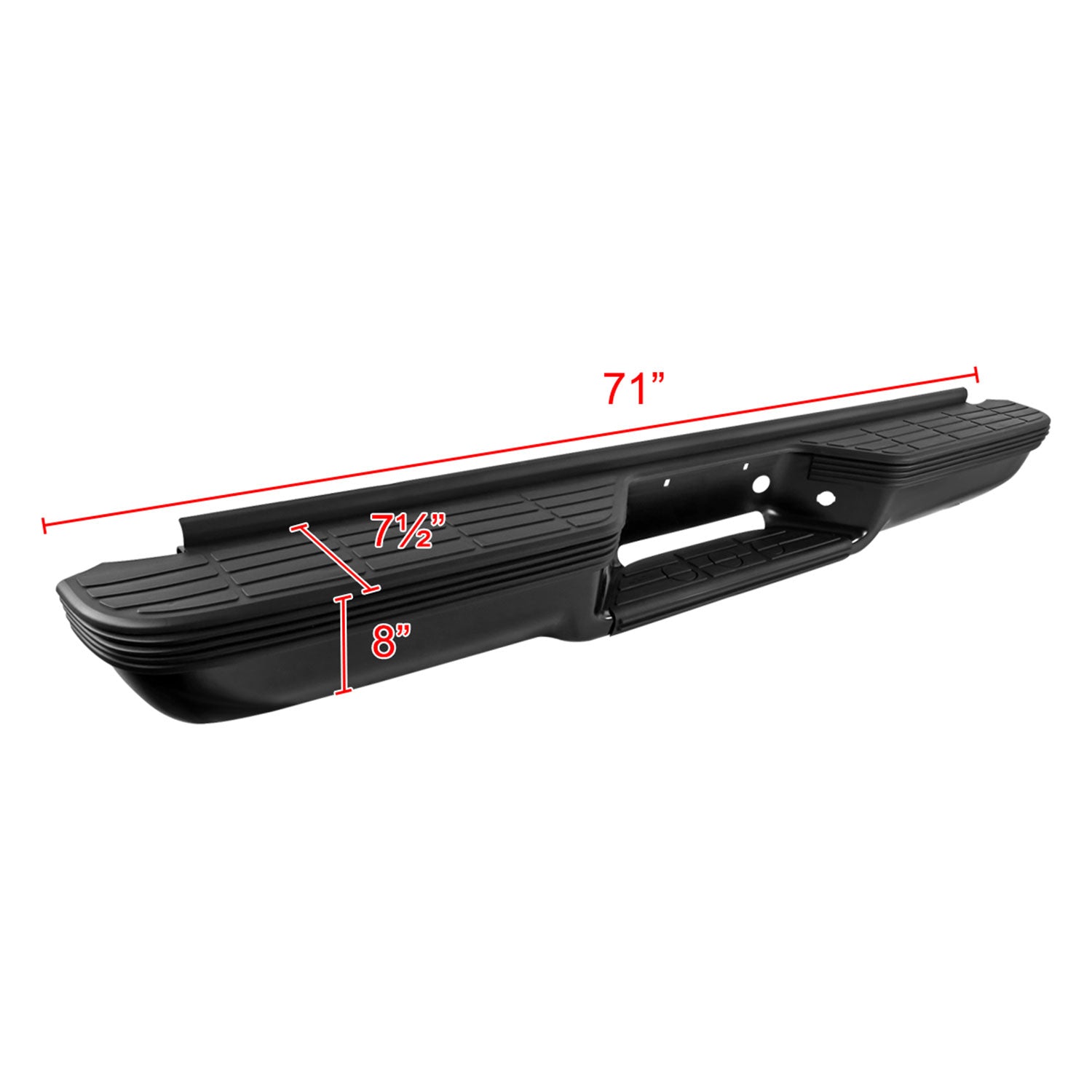 1988-2000 Chevy GMC 1500/2500/3500 Black Steel Replacement Rear Step Bumper