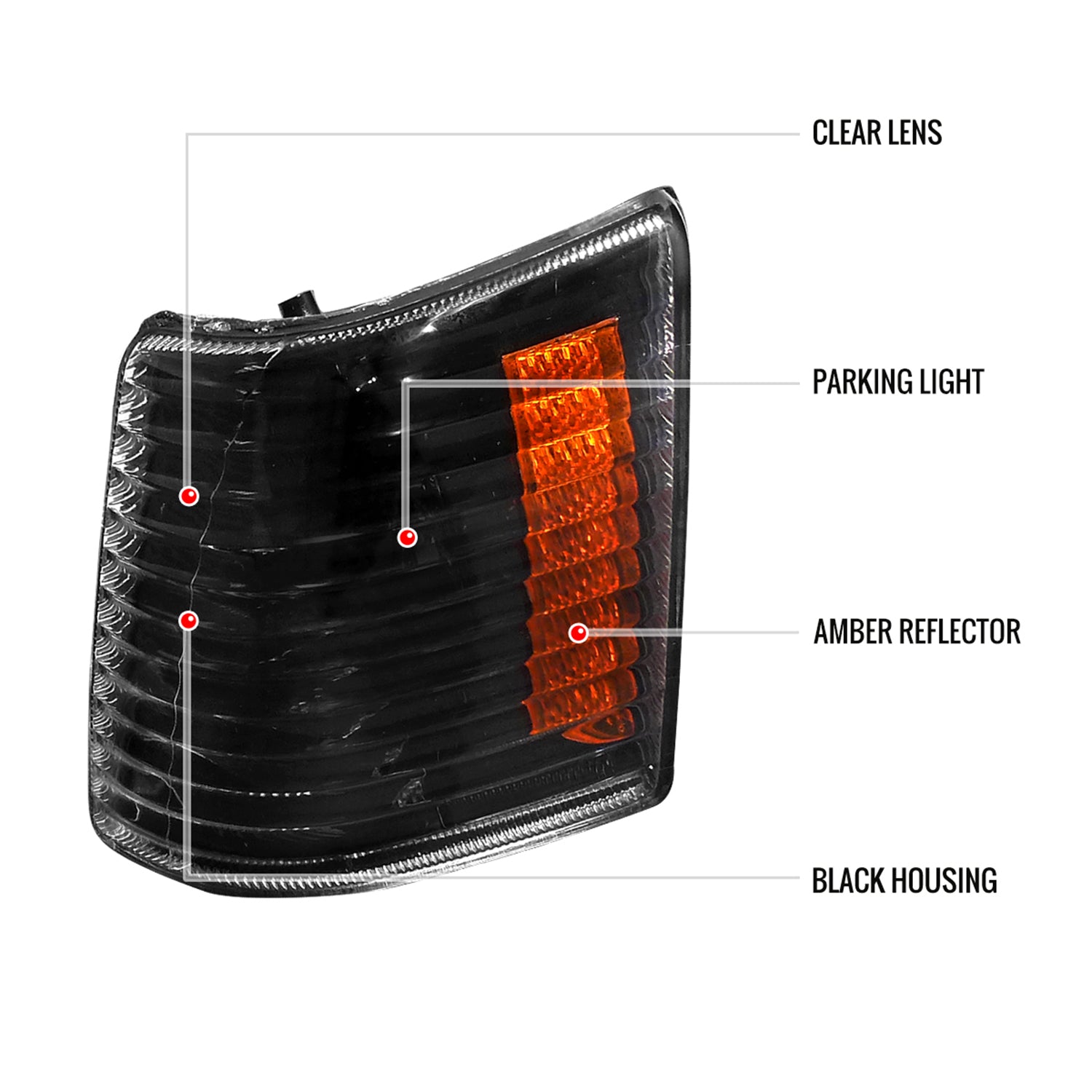 1993-1998 Jeep Grand Cherokee Corner Lights Amber Reflectors Matt Black