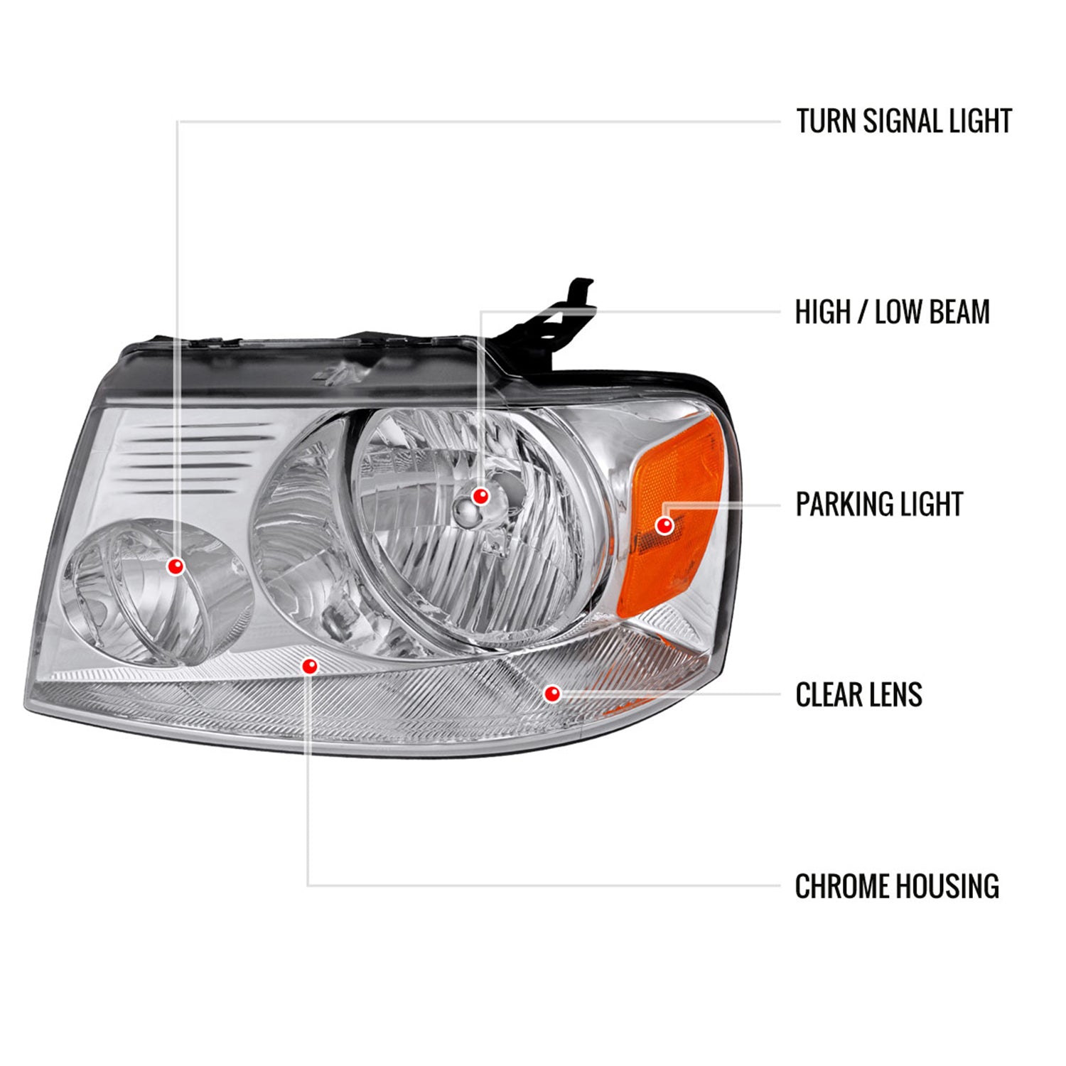 2004-2008 Ford F-150/ Lincoln Mark LT Replacement Headlights Amber & Chrome