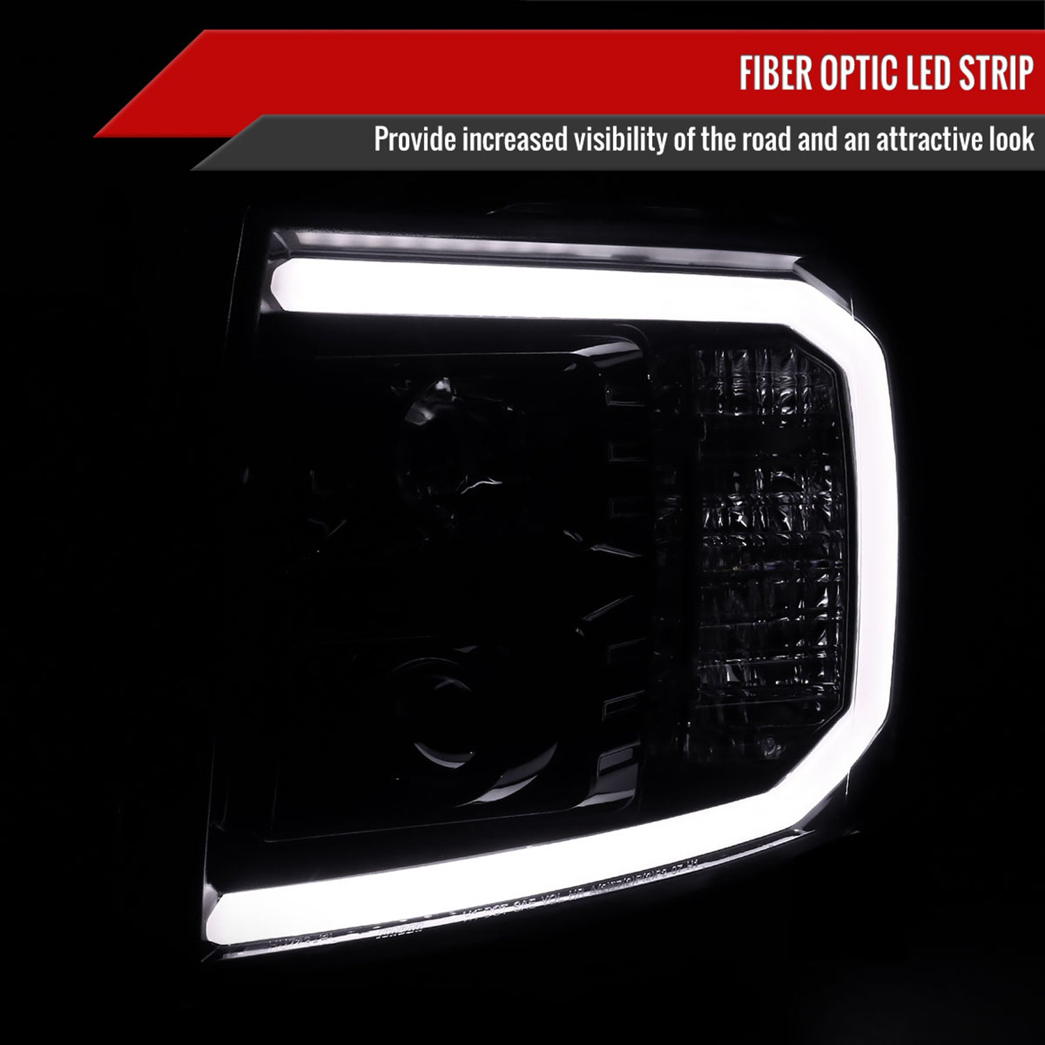 2007-2013 Chevy Silverado 1500/2500HD 3500HD LED C-Bar Headlights Glossy Black
