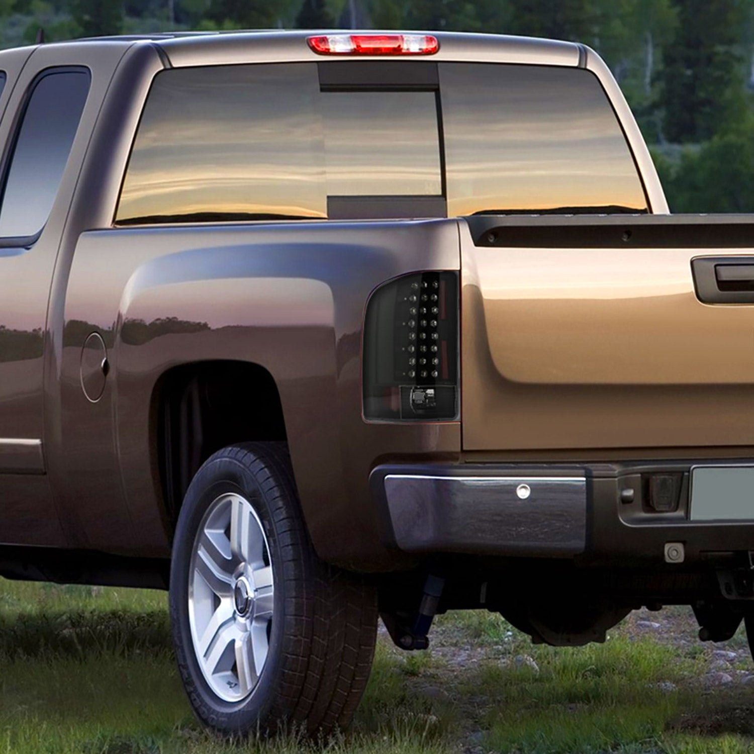 2007-2014 Chevy Silverado LED Tail Lights - OZ Matte Black/Clear Lens