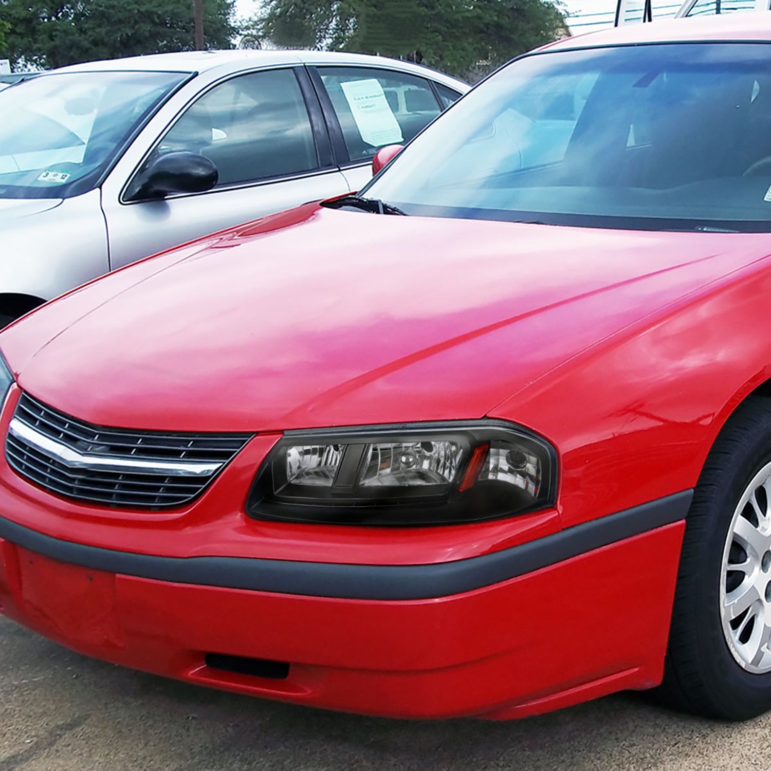 2000-2005 Chevy Impala Crystal Headlights SMD LED Light Strip Matt Black/Clear