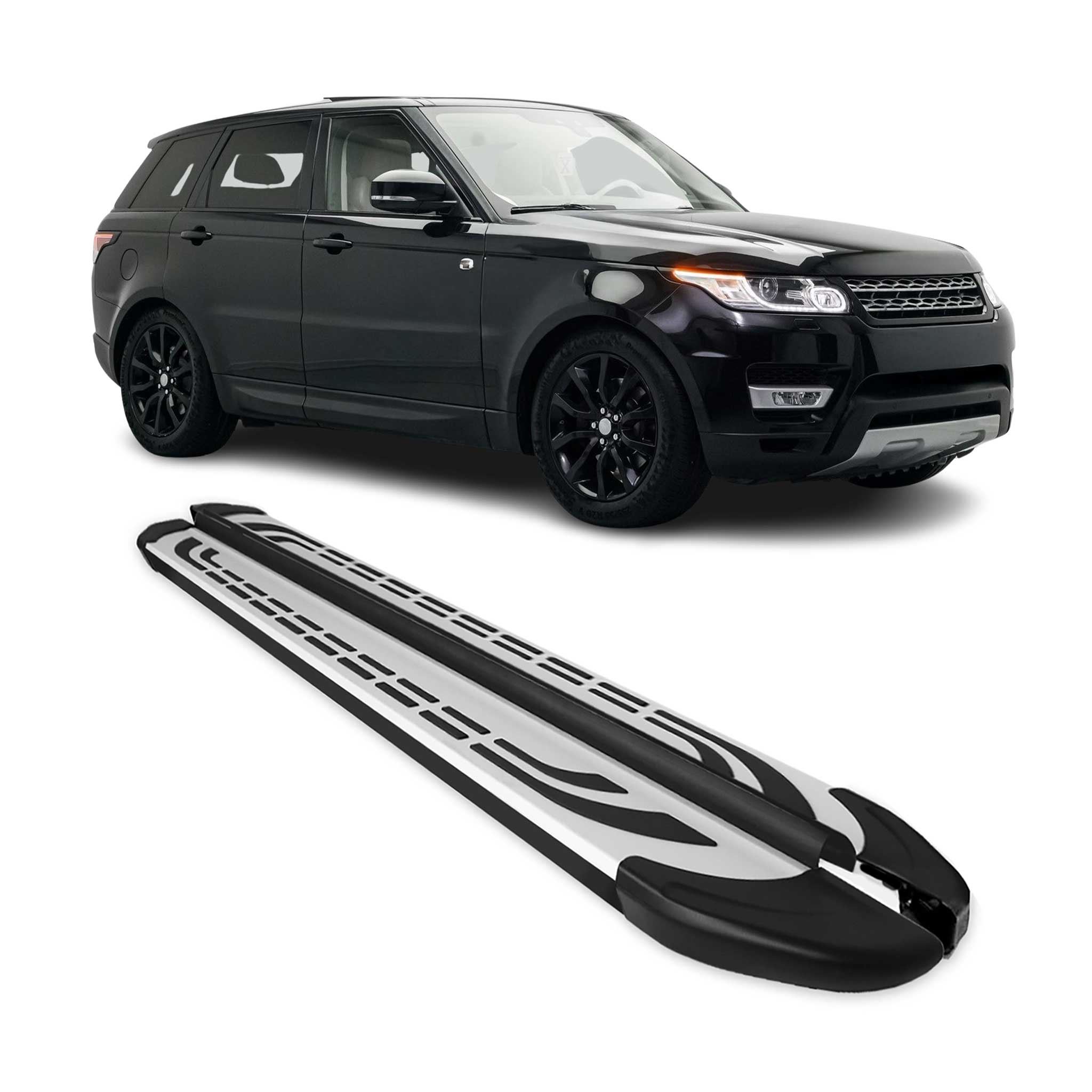 2013-2021 Land Rover Range Rover Running Boards Side Steps Silver & Black