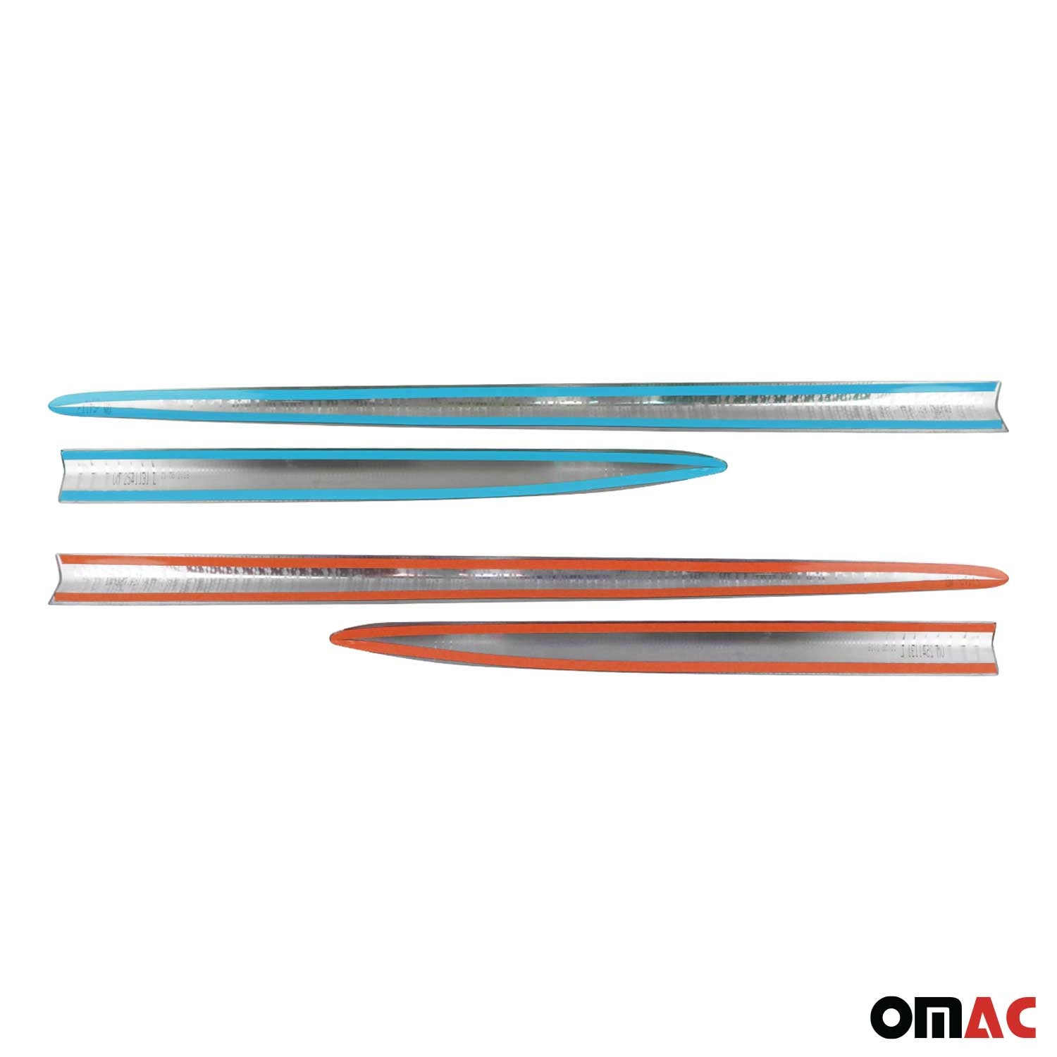 2016-2023 Fiat 500X Side Door Molding Trim Skirt Garnish Stainless Steel Silver 4 Pcs