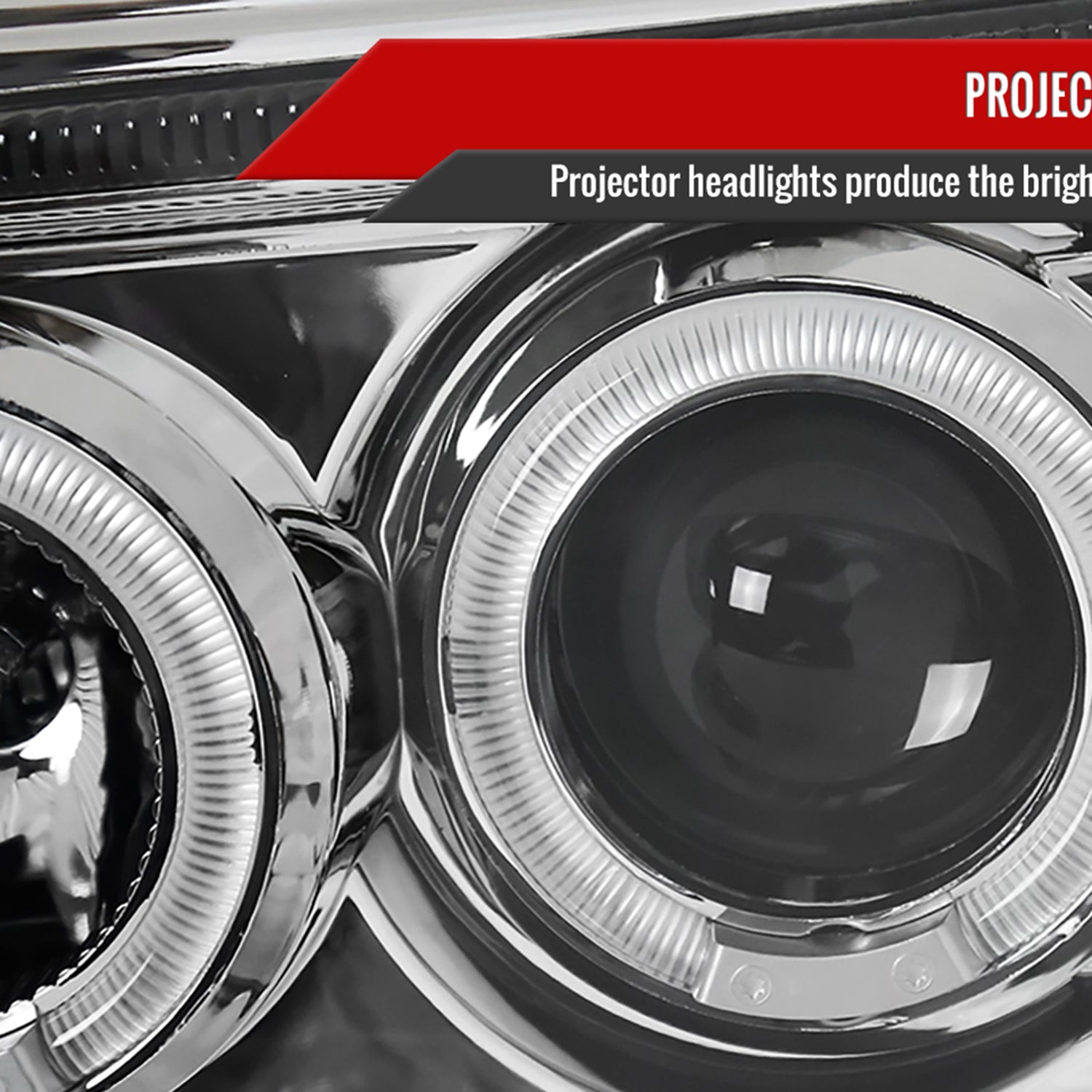 2005-2007 Dodge Dakota Dual Halo Projector Headlights Chrome/Clear Lens