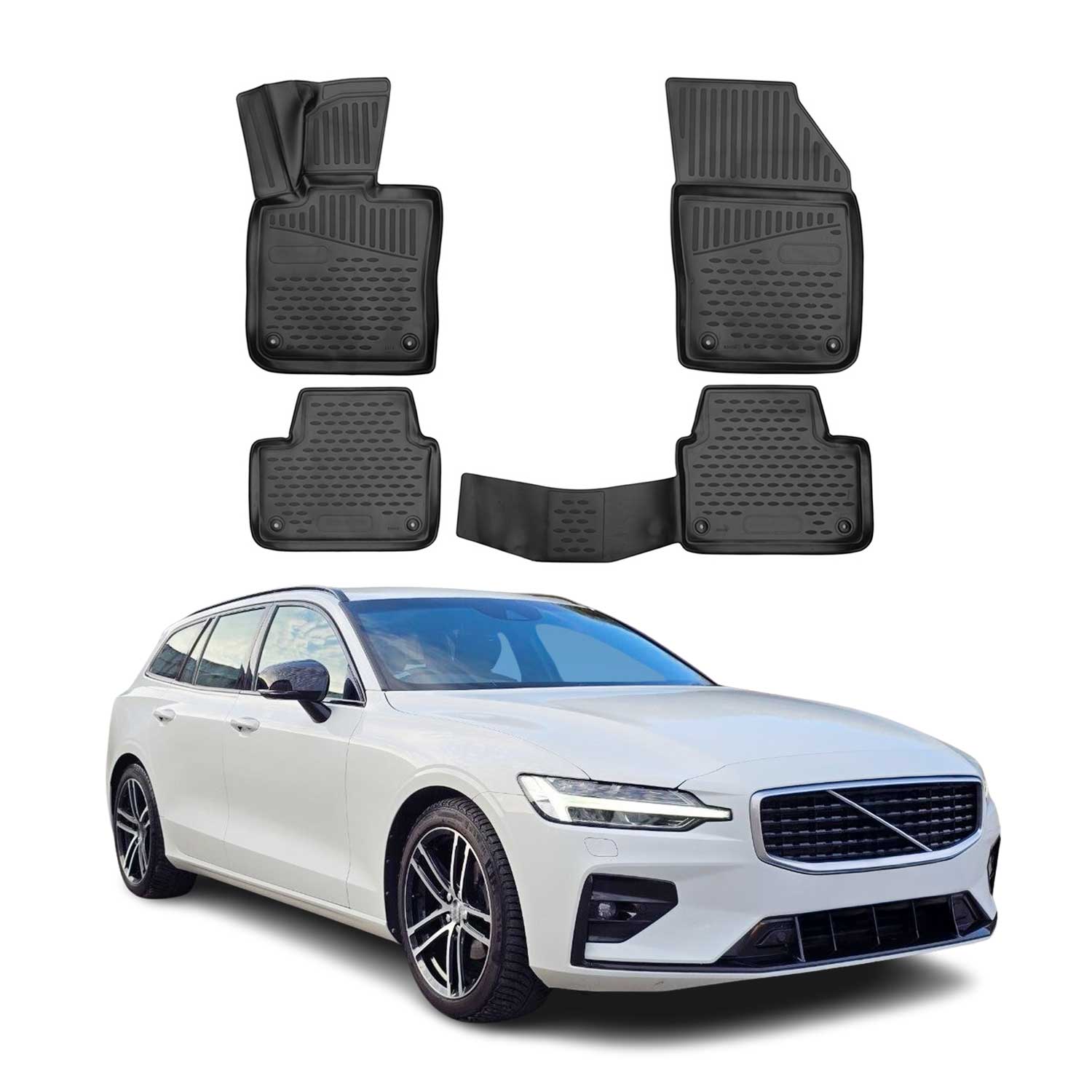 2020-2023 Volvo V60 Floor Mats Liners Full Set All Weather Black
