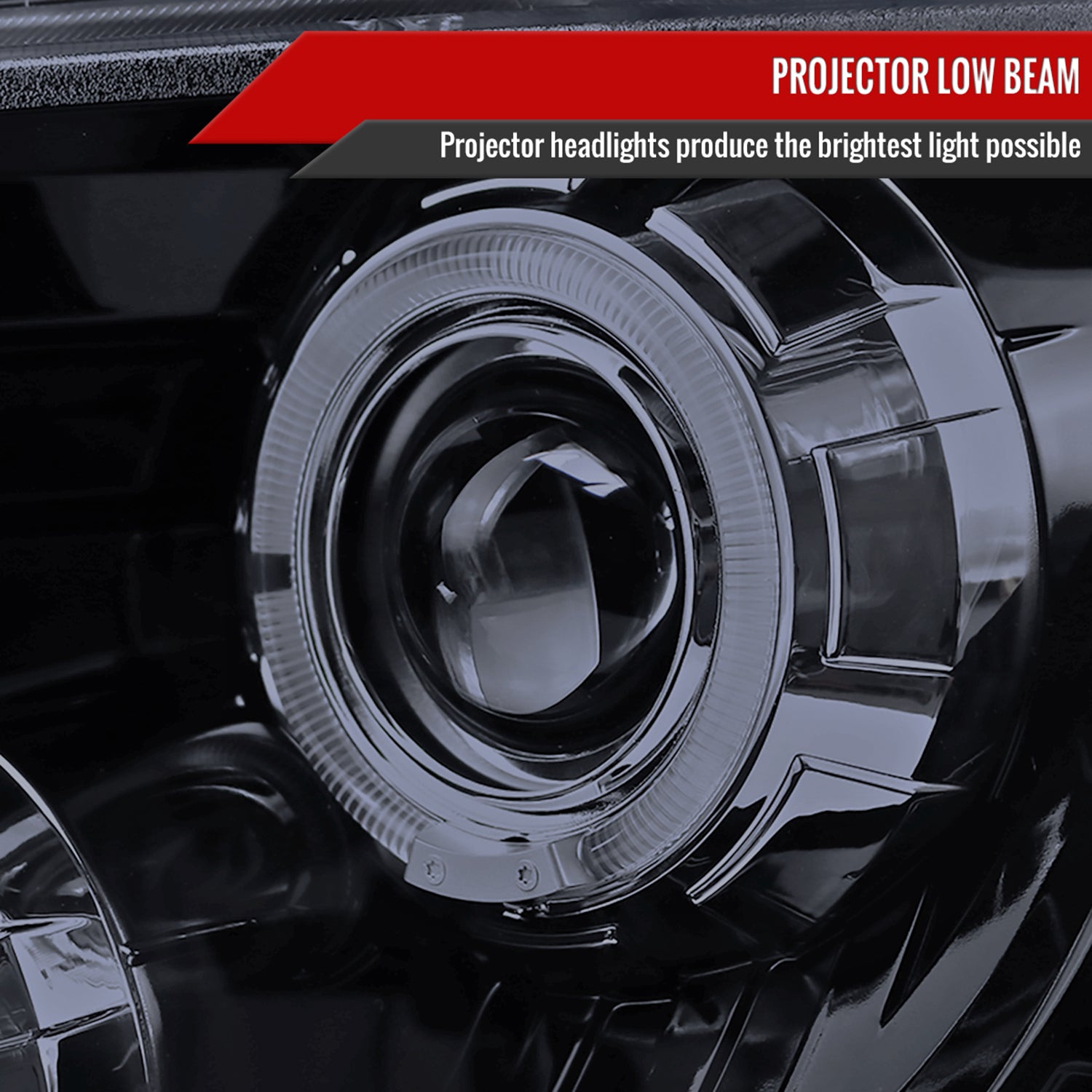 2009-2014 Ford F-150 Dual Halo Projector Headlights Glossy Black/Smoke Lens