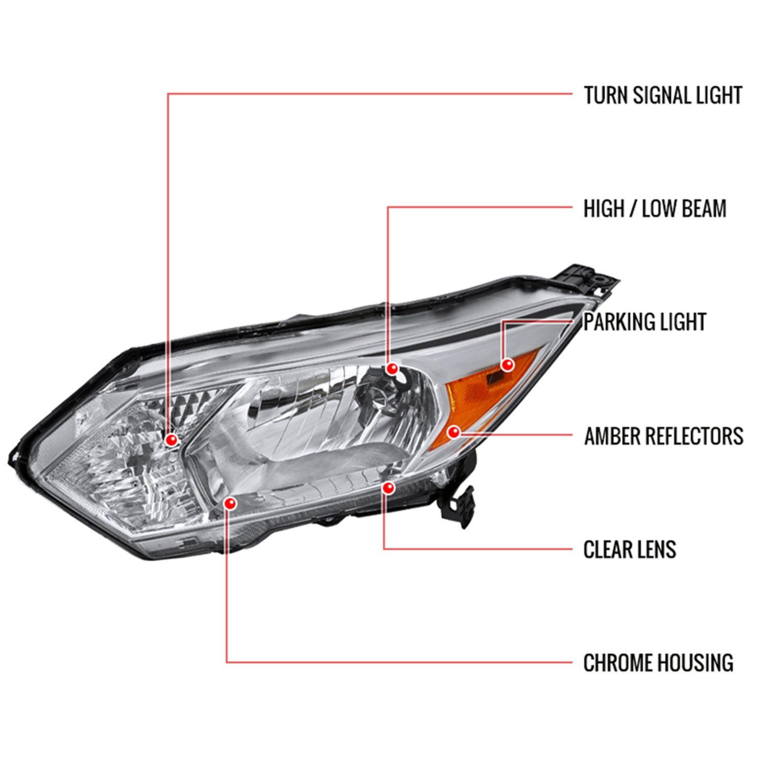 2016-2018 Honda HR-V Crystal Headlights w/ Amber Reflectors Chrome/Clear Lens