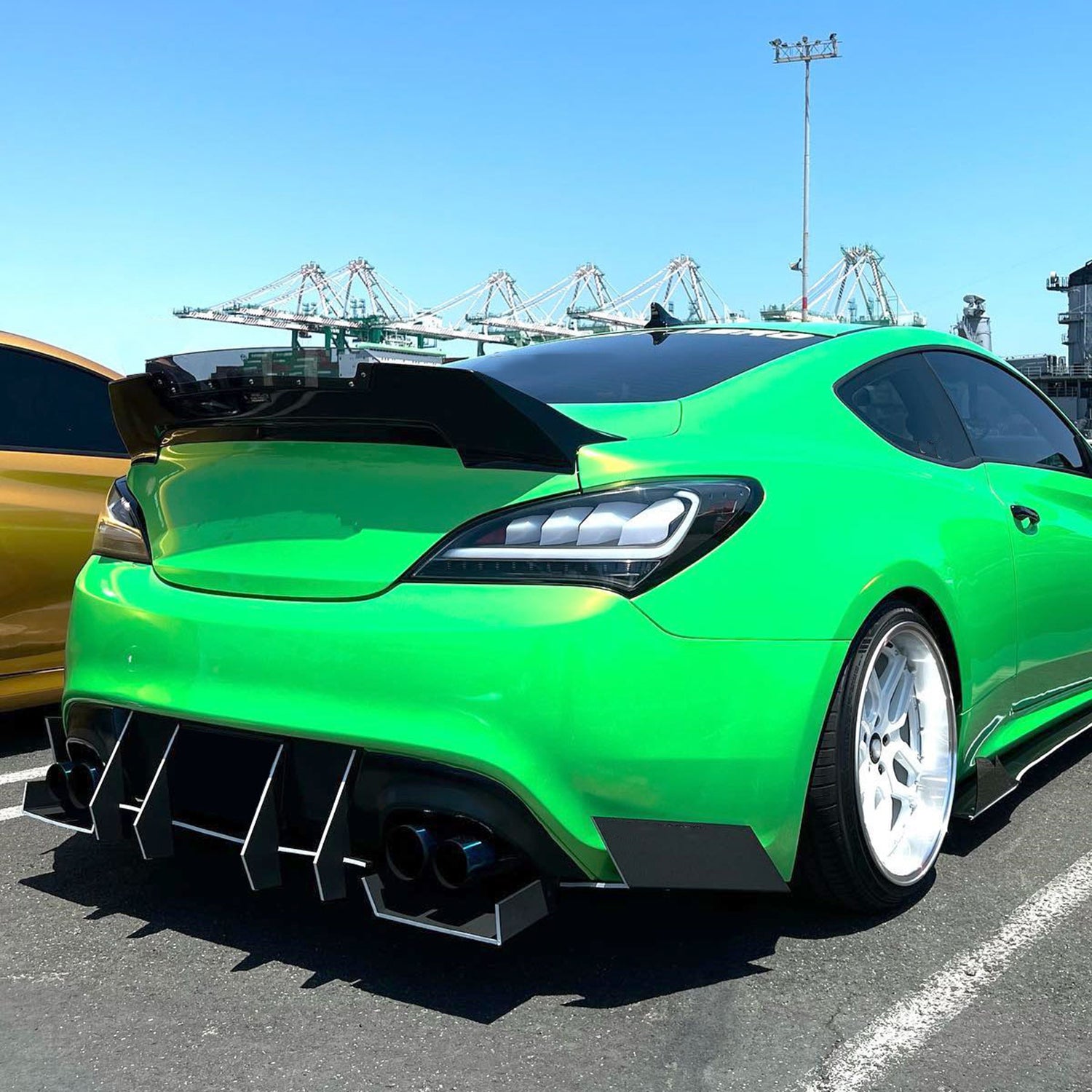 2010-2016 Hyundai Genesis Coupe White Bar LED Tail Lights Matt Black/Clear