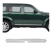 2007-2012 Dodge Nitro Side Door Molding Trim Skirt Garnish Stainless Steel Silver 4Pcs