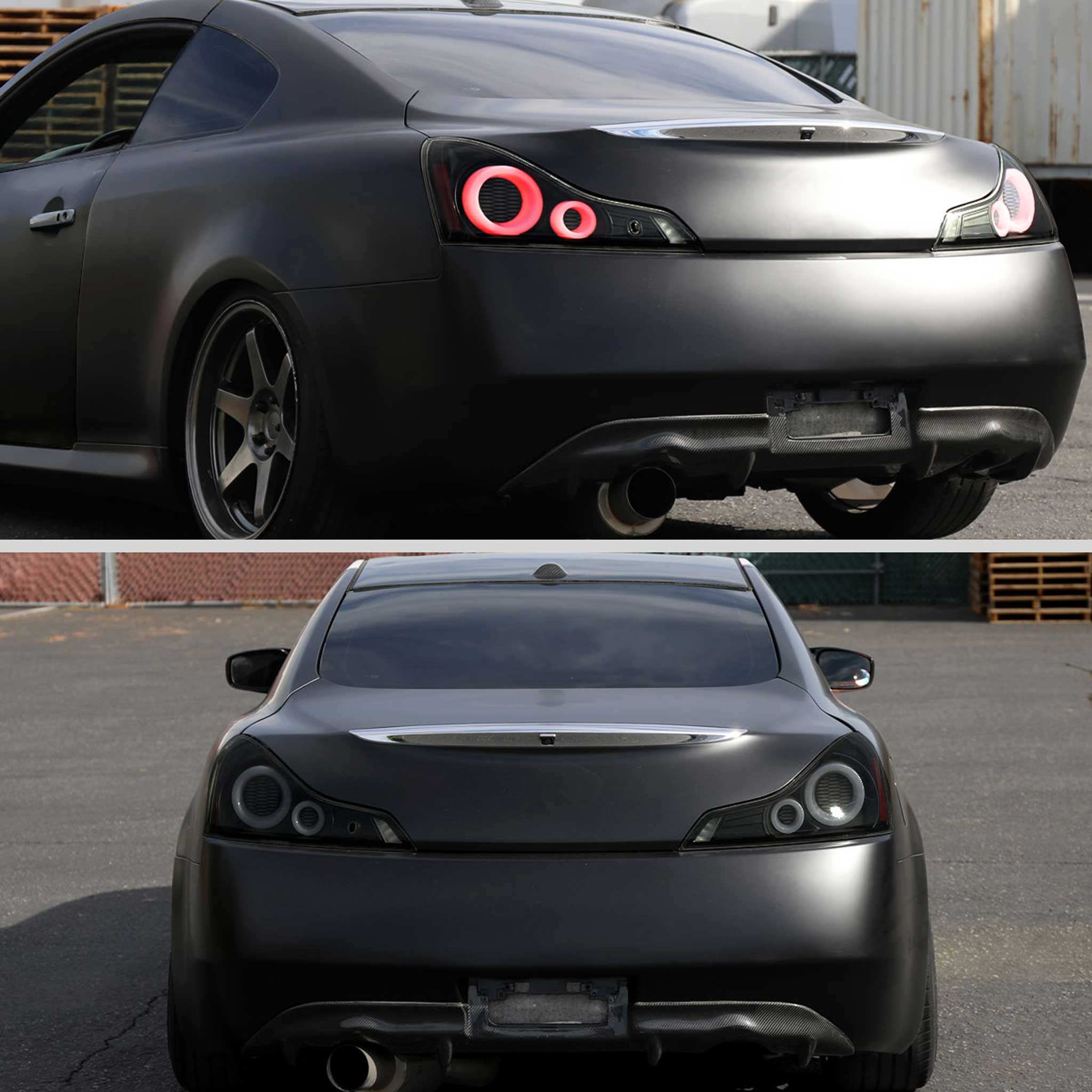 For Infiniti G37 2008-13 / Q60 Coupe 2014-15 LED Tail Lights Switchback Sequential Turn Signals Black Housing Smoked Lens