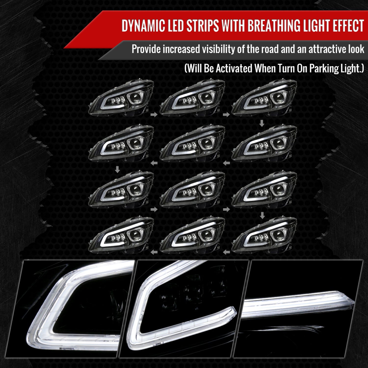 2008-2011 Mercedes Benz W204 C-Class Full LED Projector Headlights Black