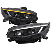 For Honda Civic 2016-2021 Projector Headlights Sequential DRL Matte Black Housing Clear Lens