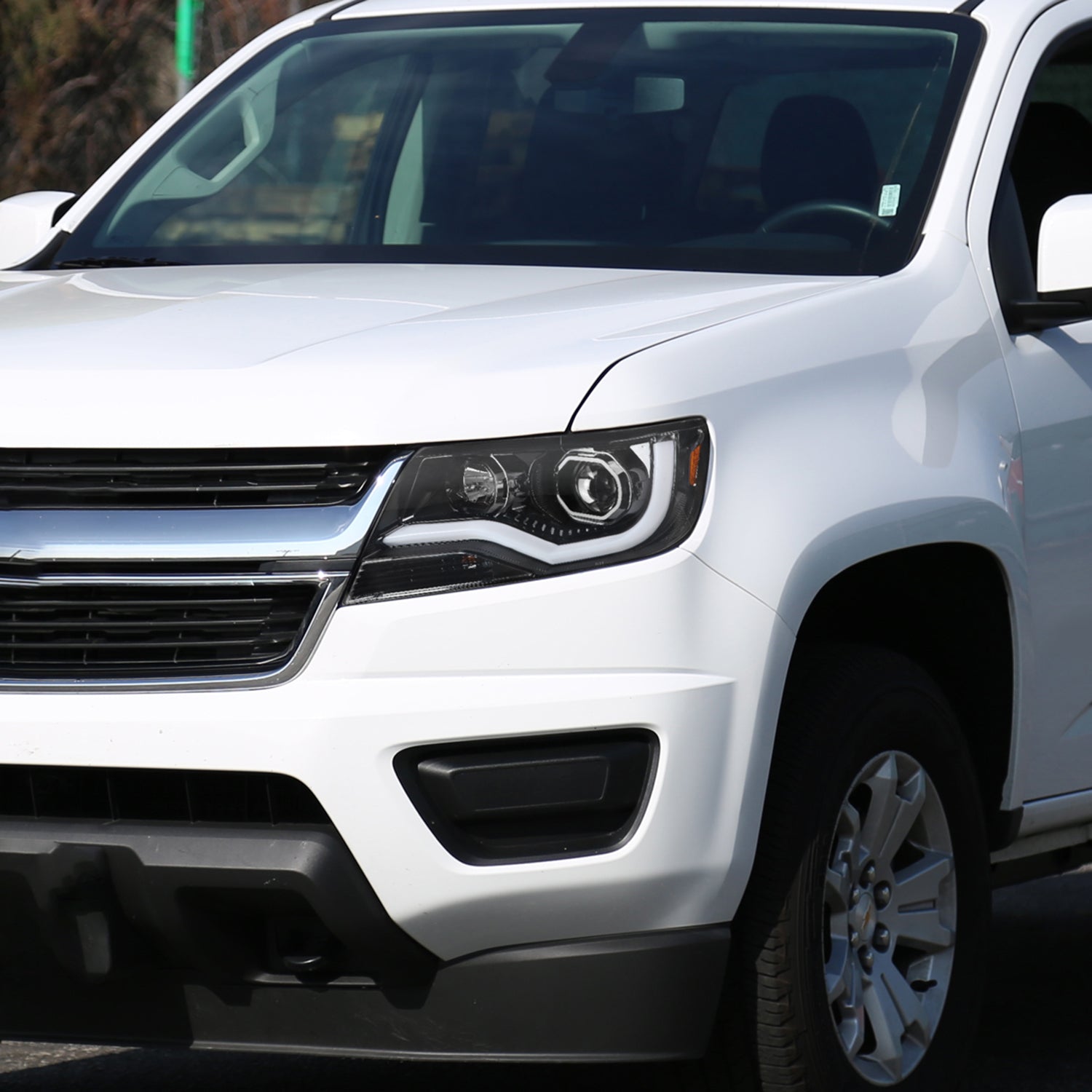 2015-2021 Chevy Colorado LED Bar Projector Headlights Glossy Black/Clear Lens