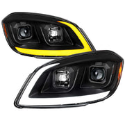 For Chevrolet Cobalt / Pontiac G5 2005-2010 LED Bar Projector Headlights LED DRL Light Tube Matte Black Housing Clear Lens