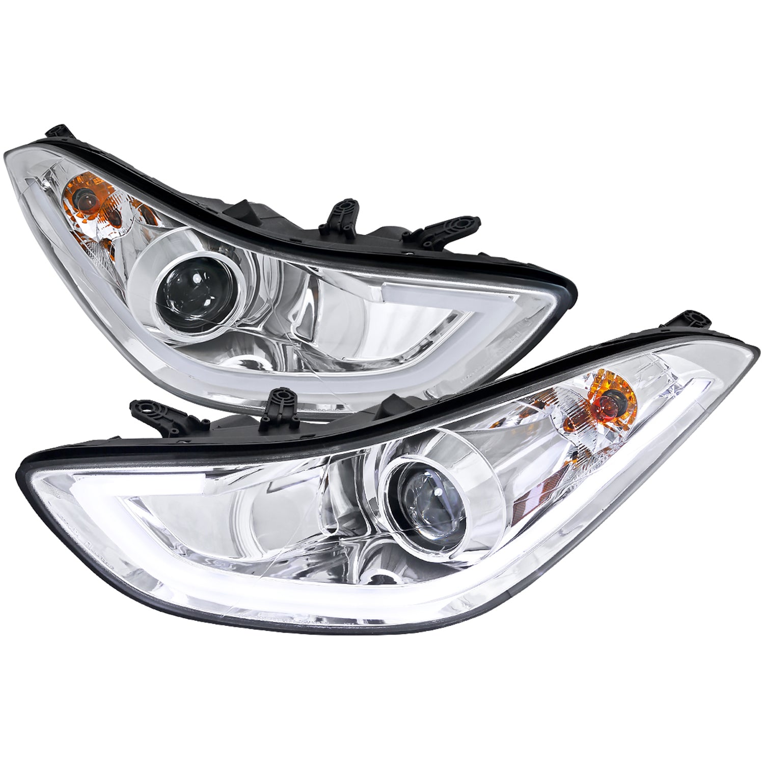 2011-2013 Hyundai Elantra LED Bar Projector Headlights Chrome/Clear Lens
