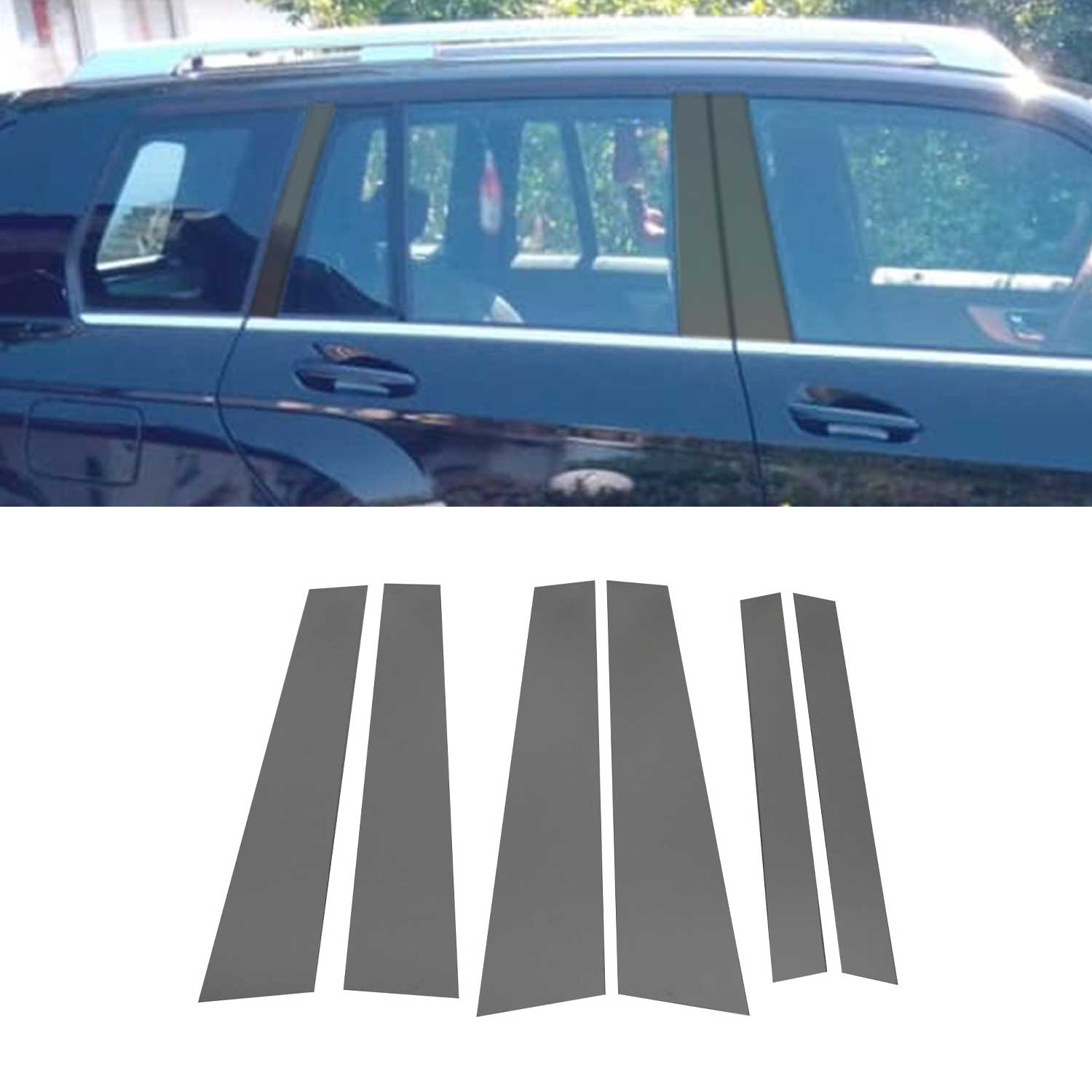 2009-2015 Mercedes GLK Class X204 Window B Pillar Posts Trim Stainless Steel Dark 6x