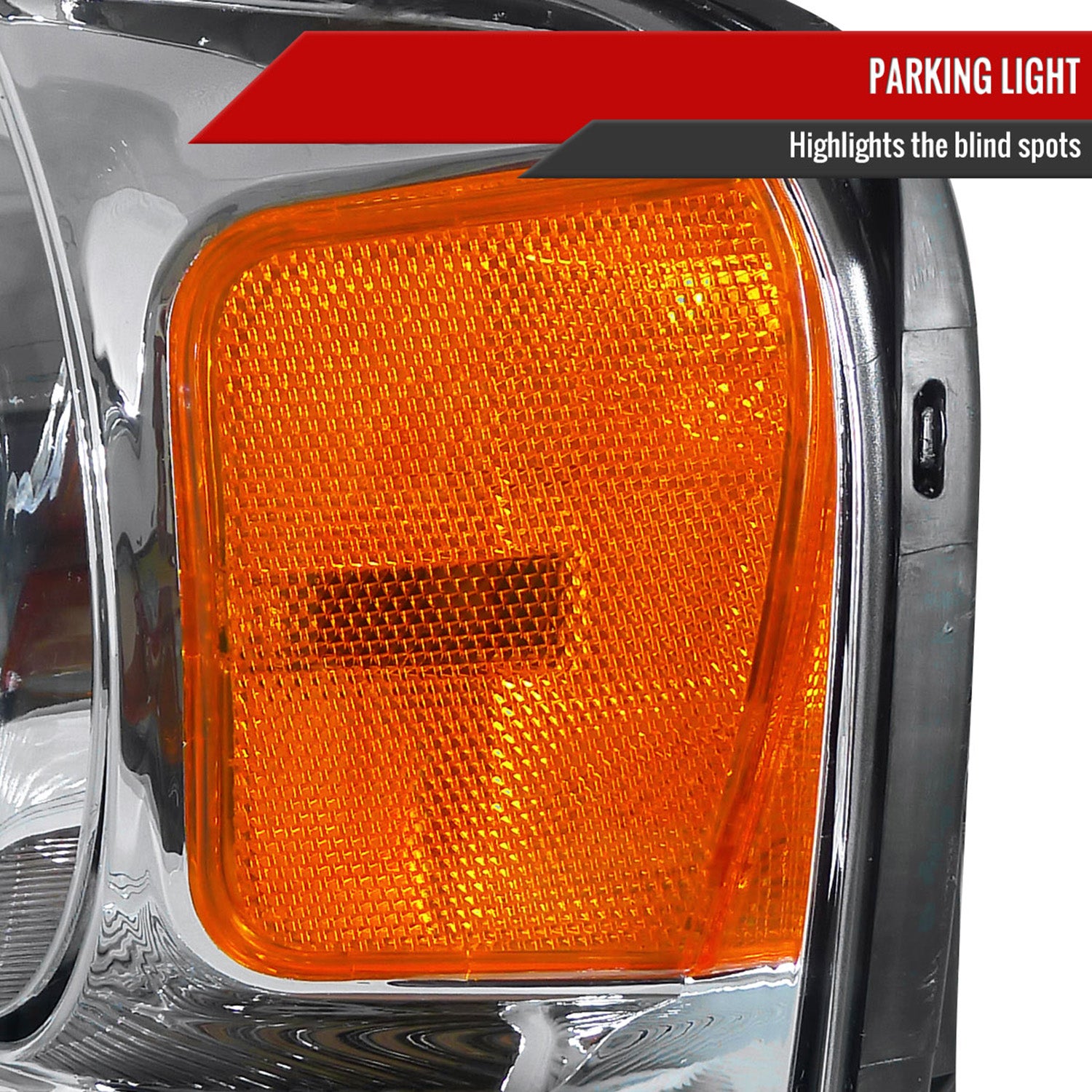 2004-2008 Ford F-150/ 06-2008 Lincoln Mark LT Headlights Amber Reflectors Chrome