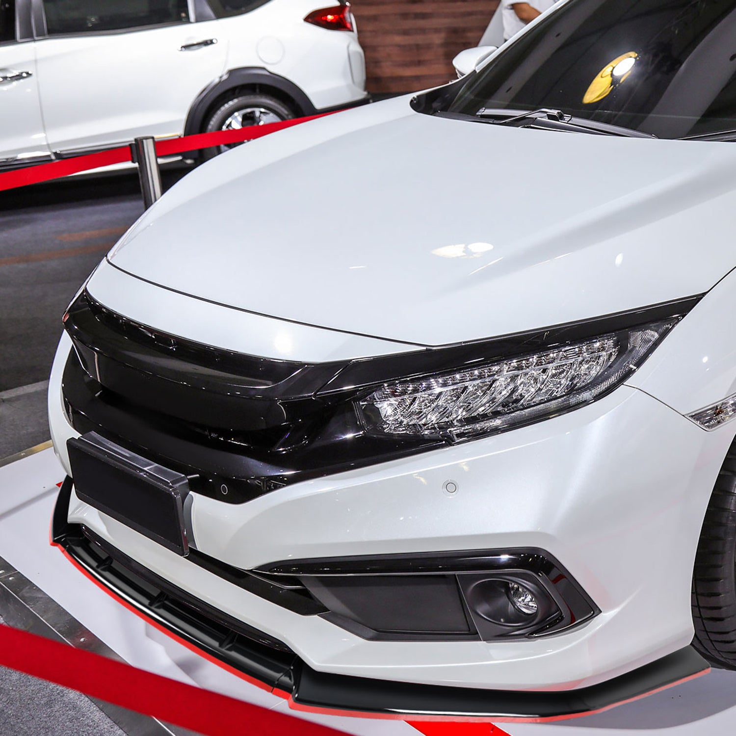 2017-2021 Honda Civic Si Glossy Black/Red Trim 3Pcs Front Bumper Lip Kit